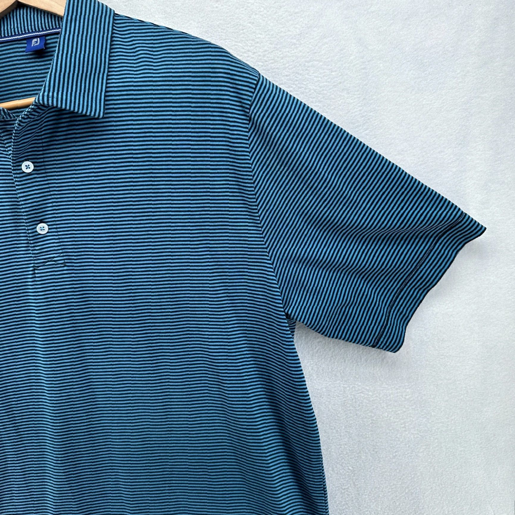 Footjoy FootJoy Polo Shirt Blue Men's L Short Sleeve Striped Collared Golf Casual Easy Care Size US L / EU 52-54 / 3 - 4 Thumbnail