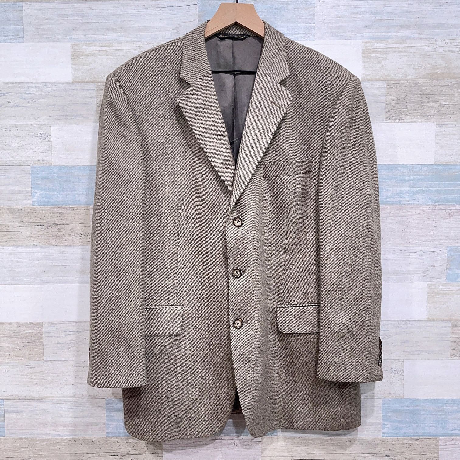 Jack Victor Tweed Wool Sport Coat Jacket Taupe Brown Two 42R
