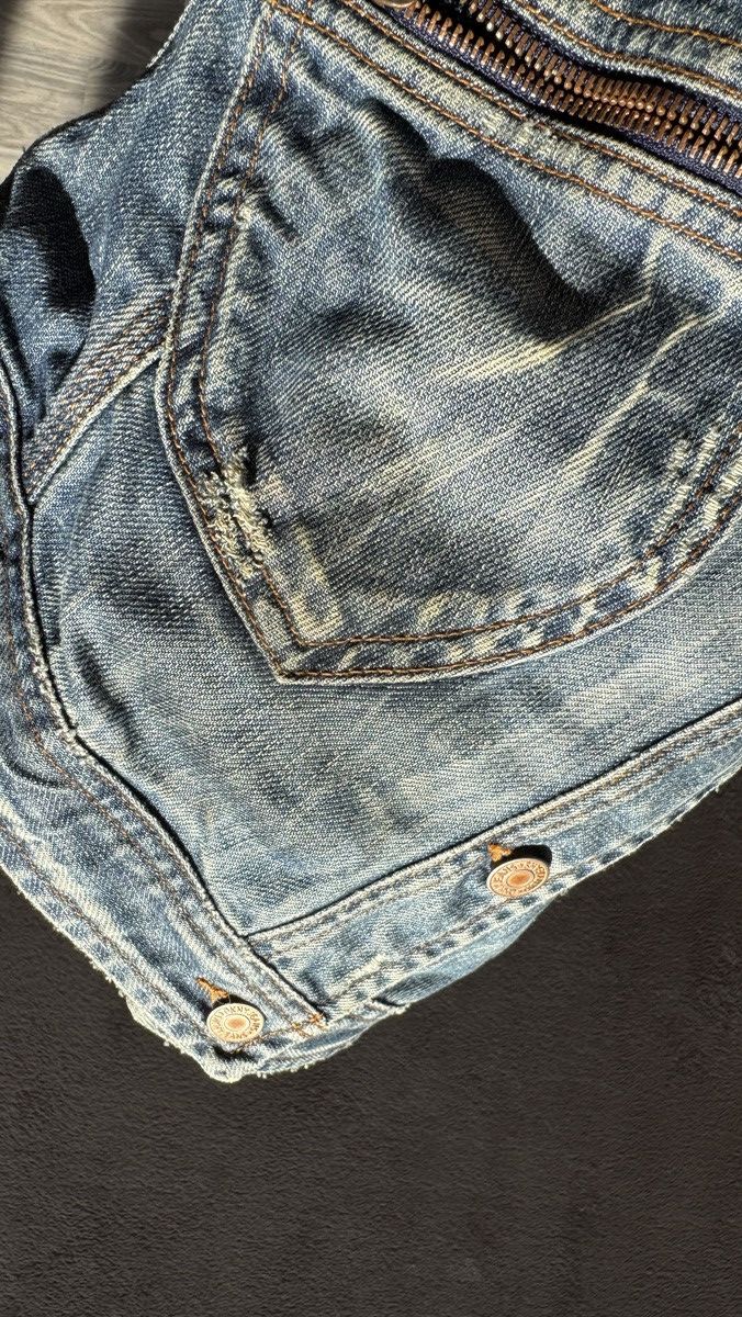 DKNY Vintage 00s Distressed Mudwash Dirty Jeans Jacket y2k lgb Size M / US 6-8 / IT 42-44 - 6 Thumbnail