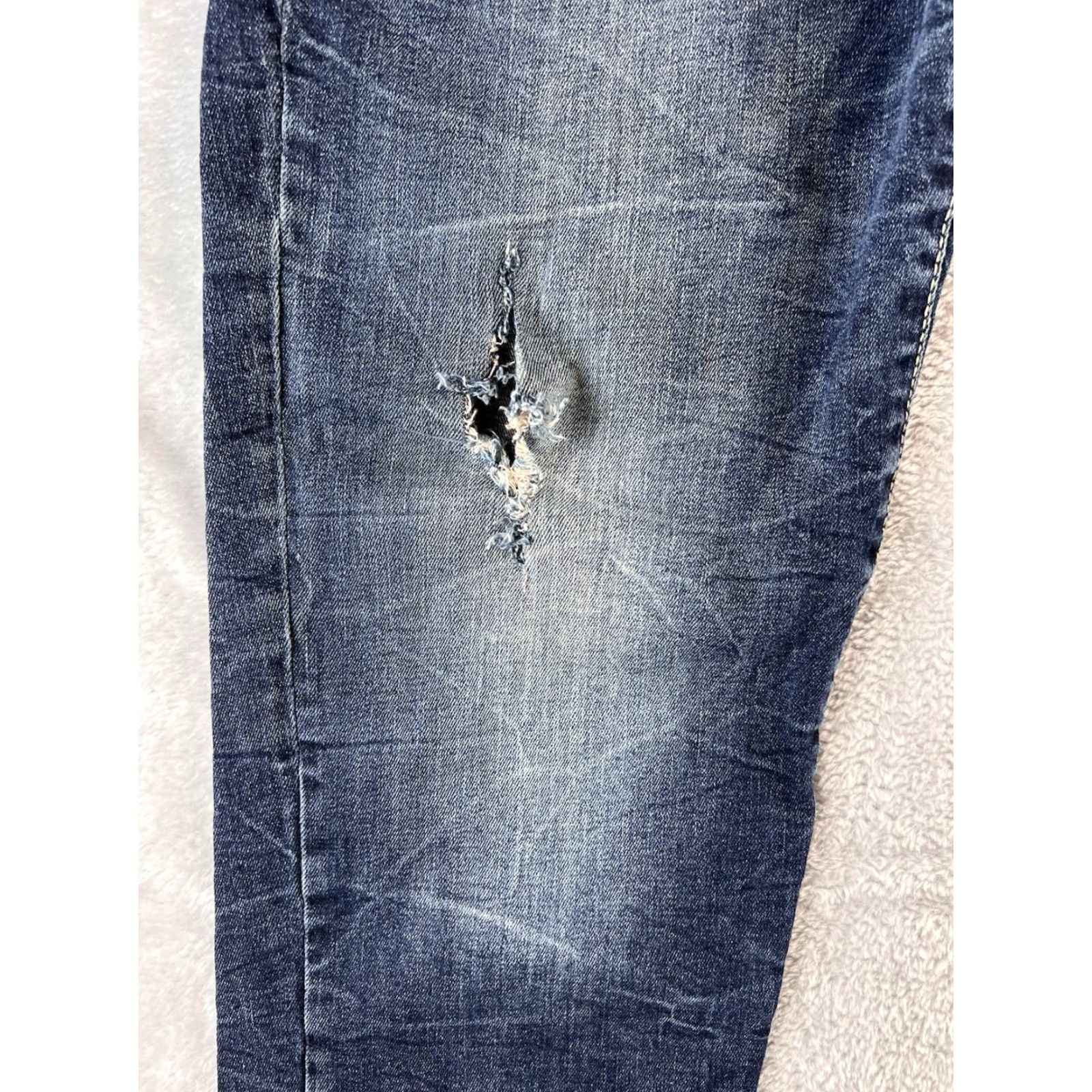 Vintage Waimea Jeans Mens Slim 40x34 Denim Blue 5-Pocket Stretch Distressed 90s Grunge Hip Hop Vintage? Size US 40 / EU 56 - 3 Thumbnail