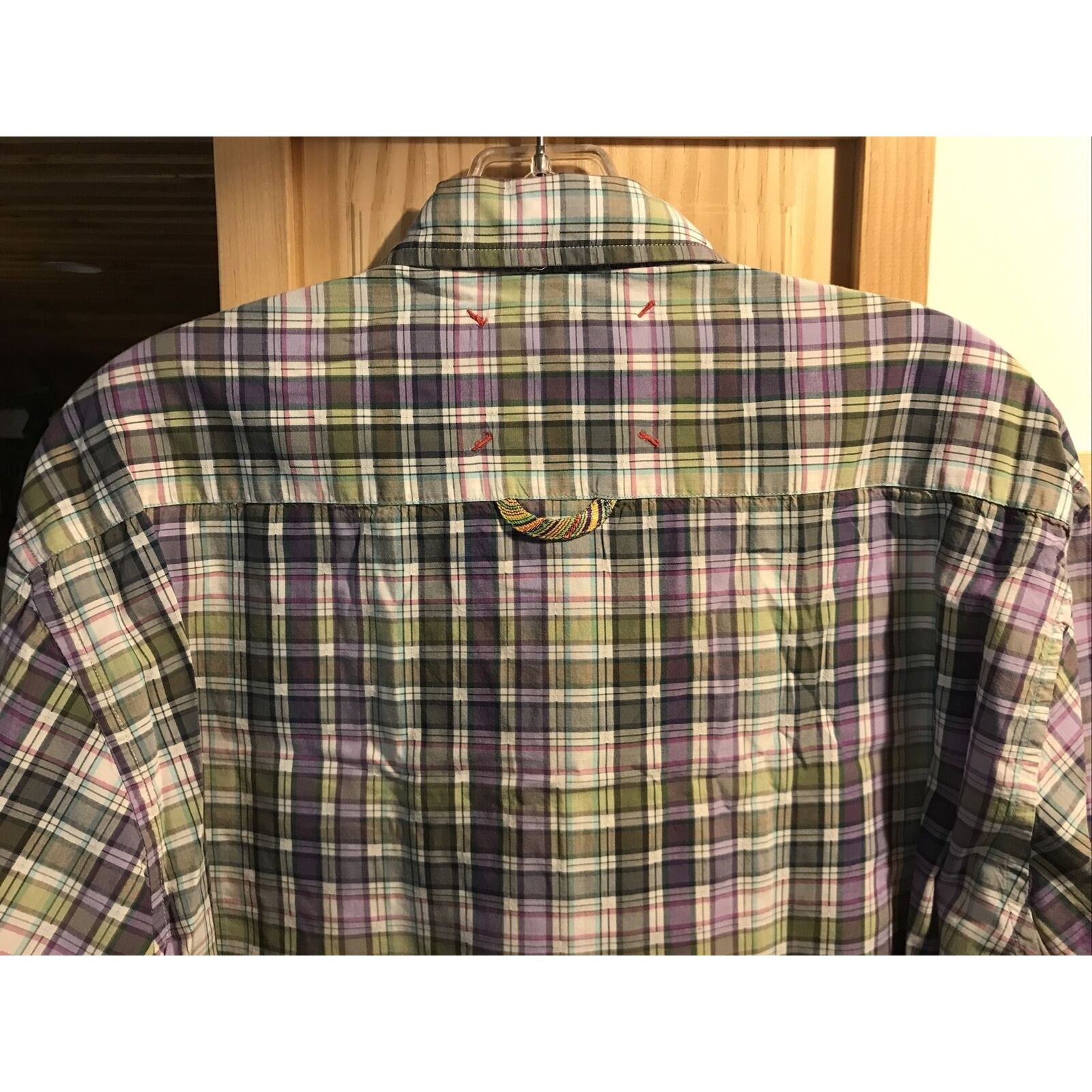 Robert Graham Robert Graham Men’s Large Green Purple Plaid LS Cotton Shirt Size US L / EU 52-54 / 3 - 11 Thumbnail
