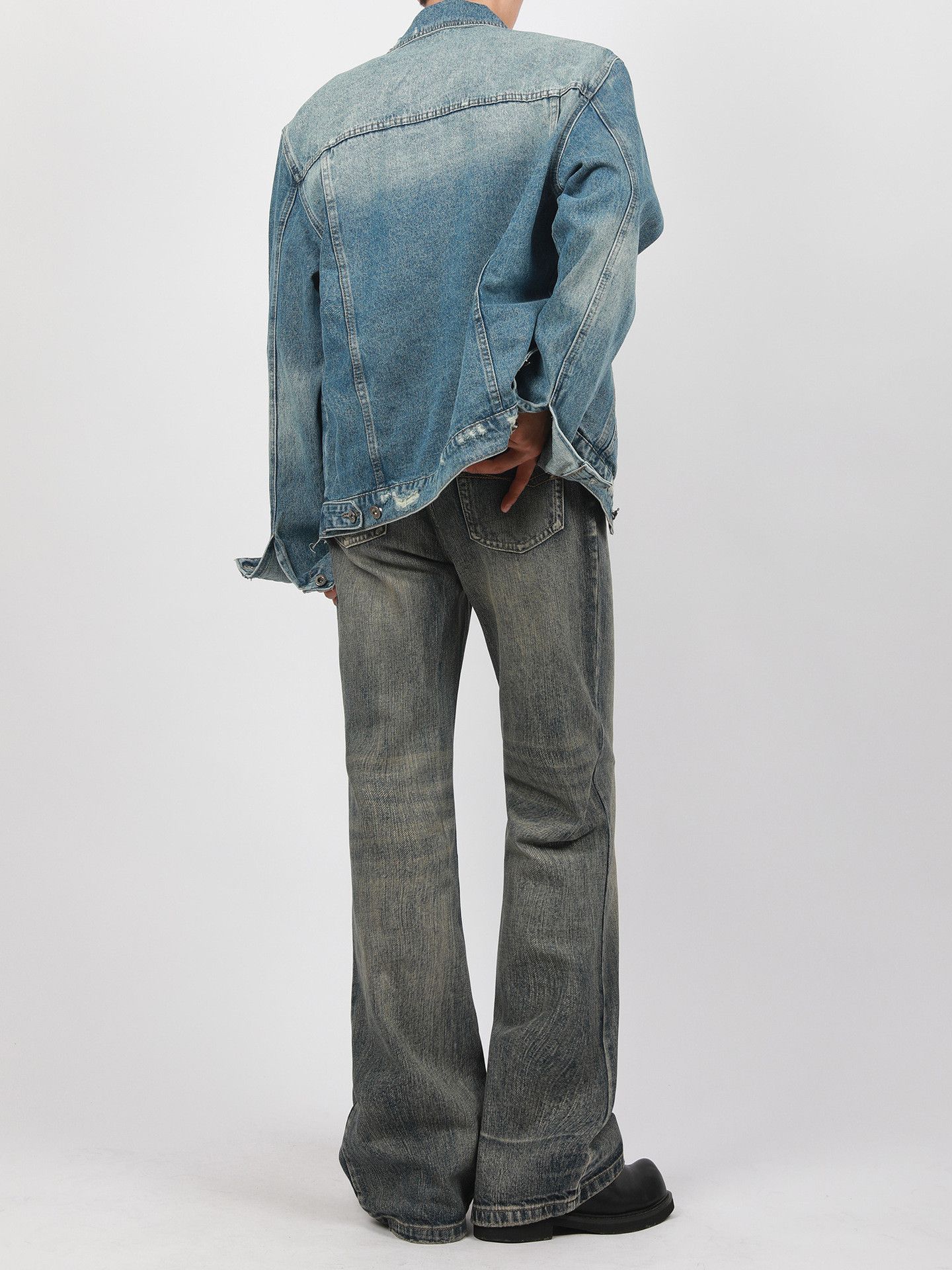 Japanese Brand × Vintage Flared Jeans Solid Blue Colour Size US 29 - 6 Thumbnail