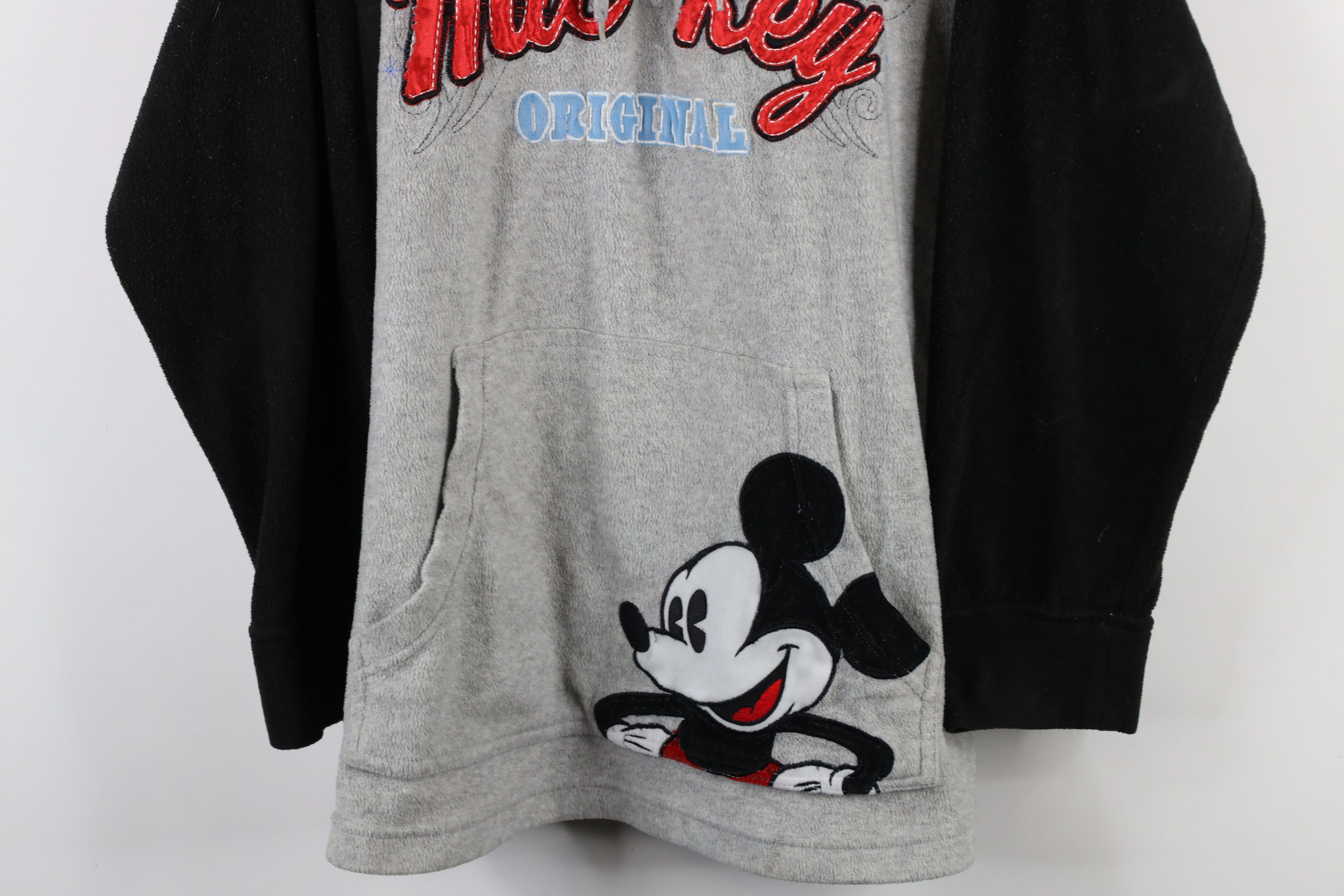 Disney × Vintage Vintage 90s Disney Mickey Mouse Half Zip Fleece Hoodie Gray Size XXL / US 16-18 / IT 52-54 - 3 Thumbnail
