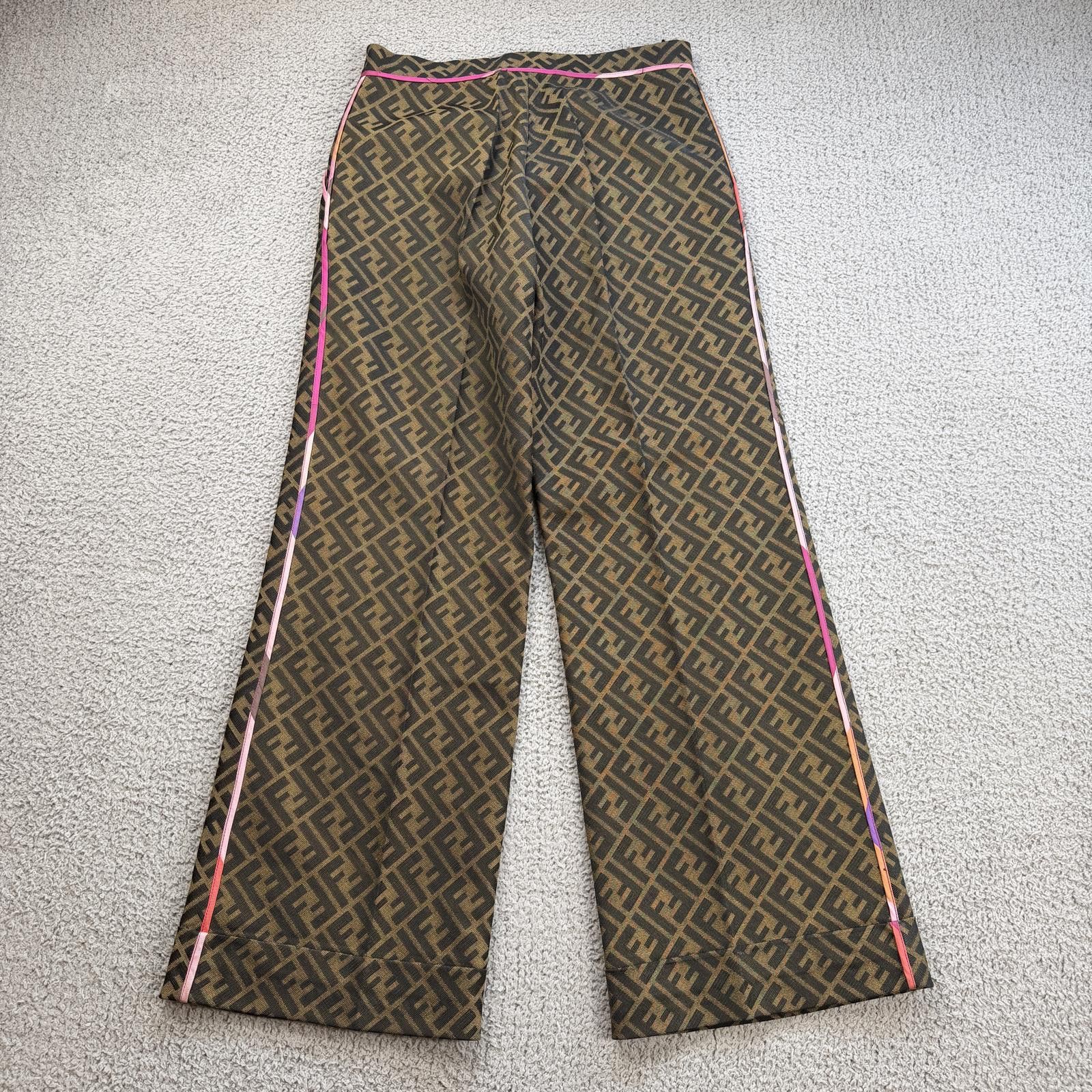 Fendi Fendi FF Monogram Zucca Pants Wide Leg Flare Brown Italy Size 28" / US 6 / IT 42 - 2 Thumbnail