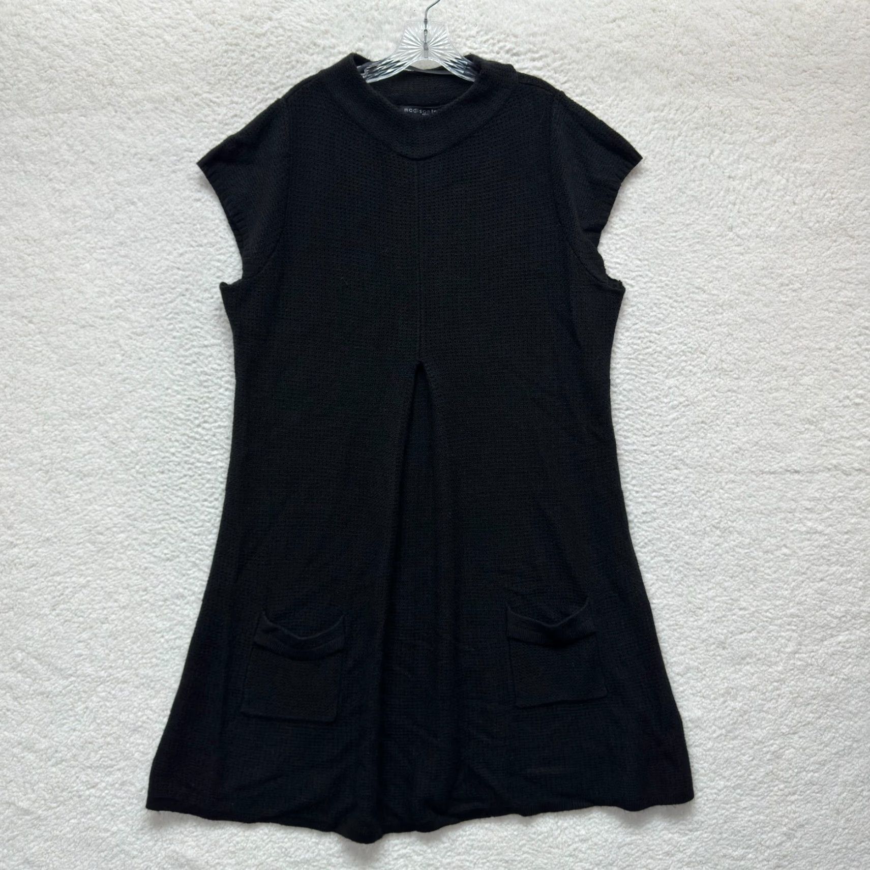 Madison Madison Leigh Plus Size Sweater Midi Dress 1X Black Knit High Mock Neck Career Size XL / US 12-14 / IT 48-50 - 2 Thumbnail