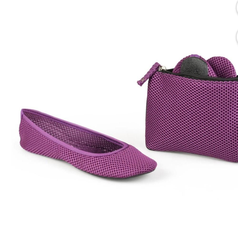 Designer Purple Mesh Women's Flats with Matching Pouch Size US 7.5 / IT 37.5 - 1 Thumbnail