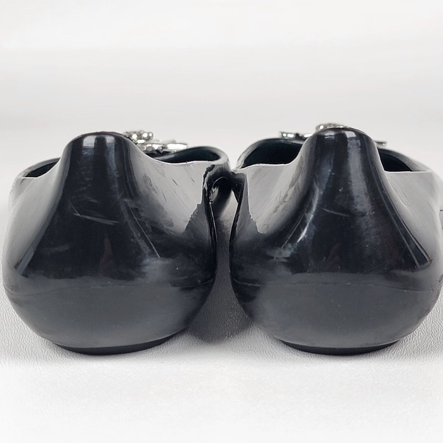 Vintage OKA b Ballet Flats Charcoal Black Jelly Medallion Skimmers Size 9 Women Flat Slip On Round Toe Casual Rubber Upper Medallion Accent, 9 Size US 7 / IT 37 - 6 Thumbnail