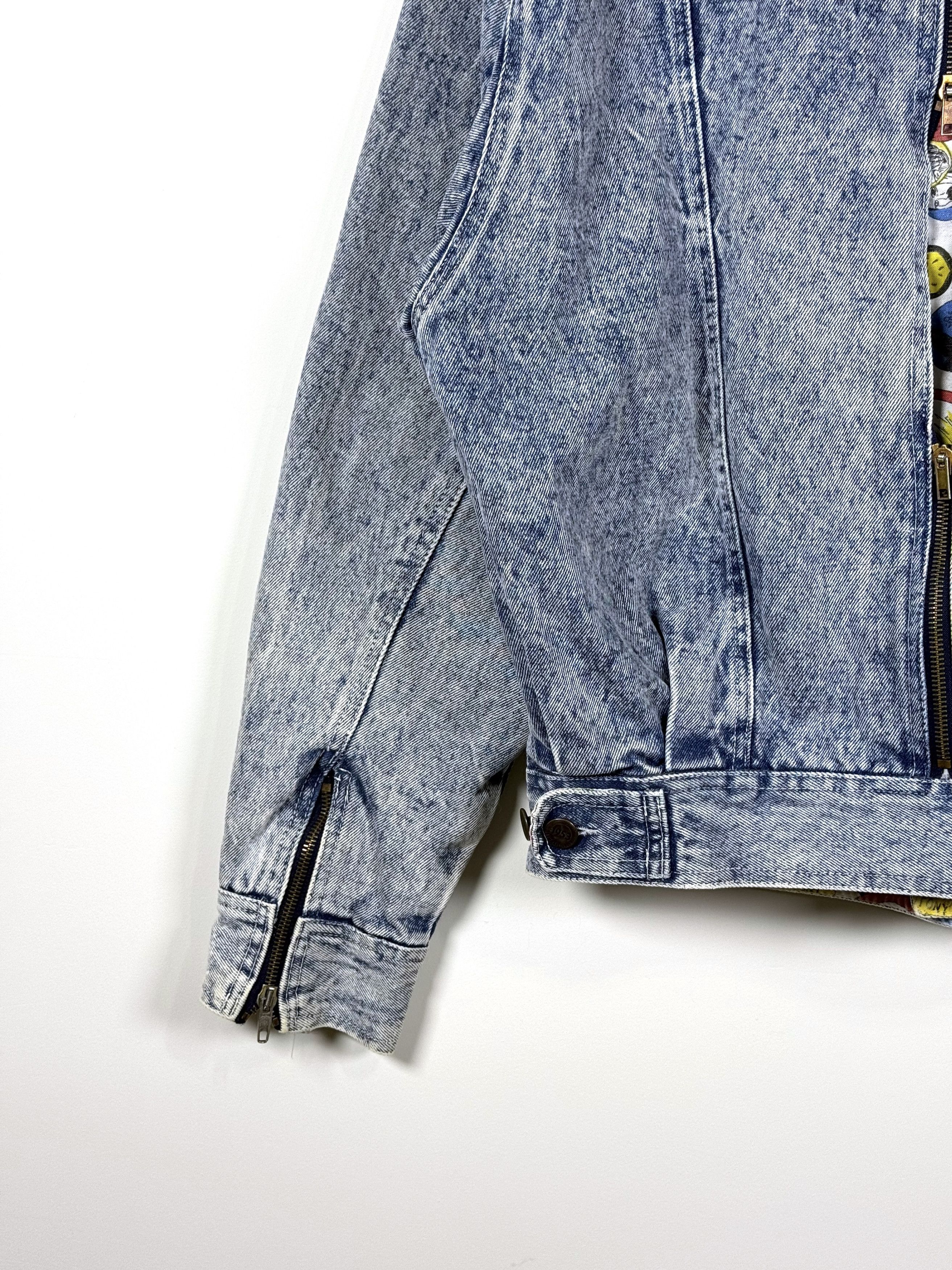 Vintage Vintage Acid Wash Denim Jacket with Pop Art Lining (S) Size US S / EU 44-46 / 1 - 6 Thumbnail