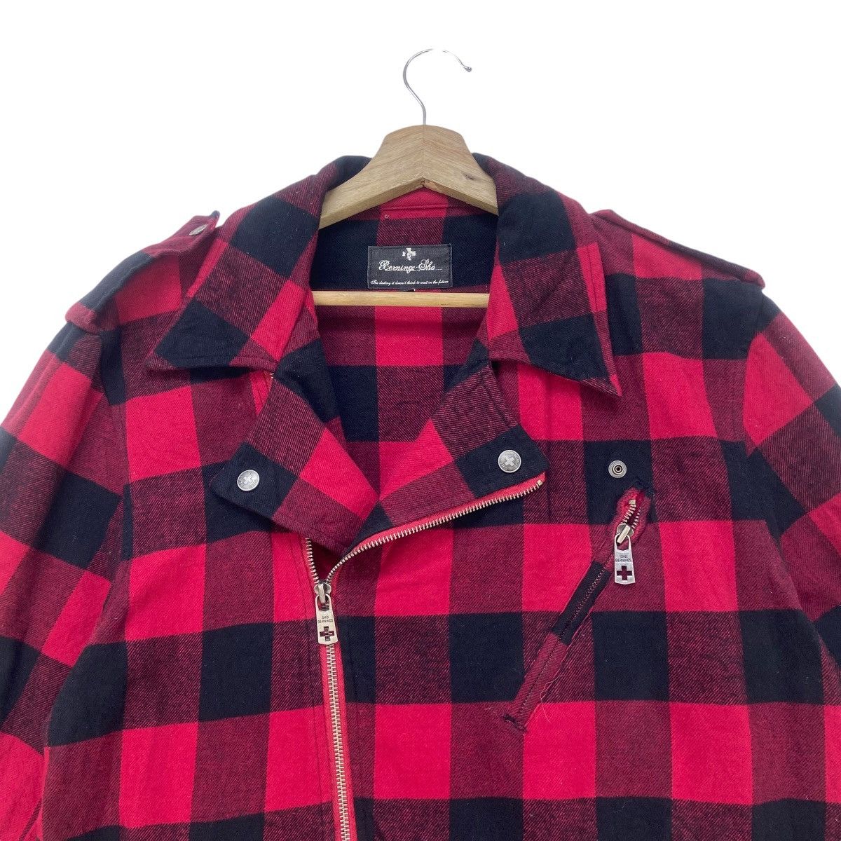 Japanese Brand Berning Sho Punk Hardcore Stylish Double Collar Biker Jacket Size US M / EU 48-50 / 2 - 7 Thumbnail