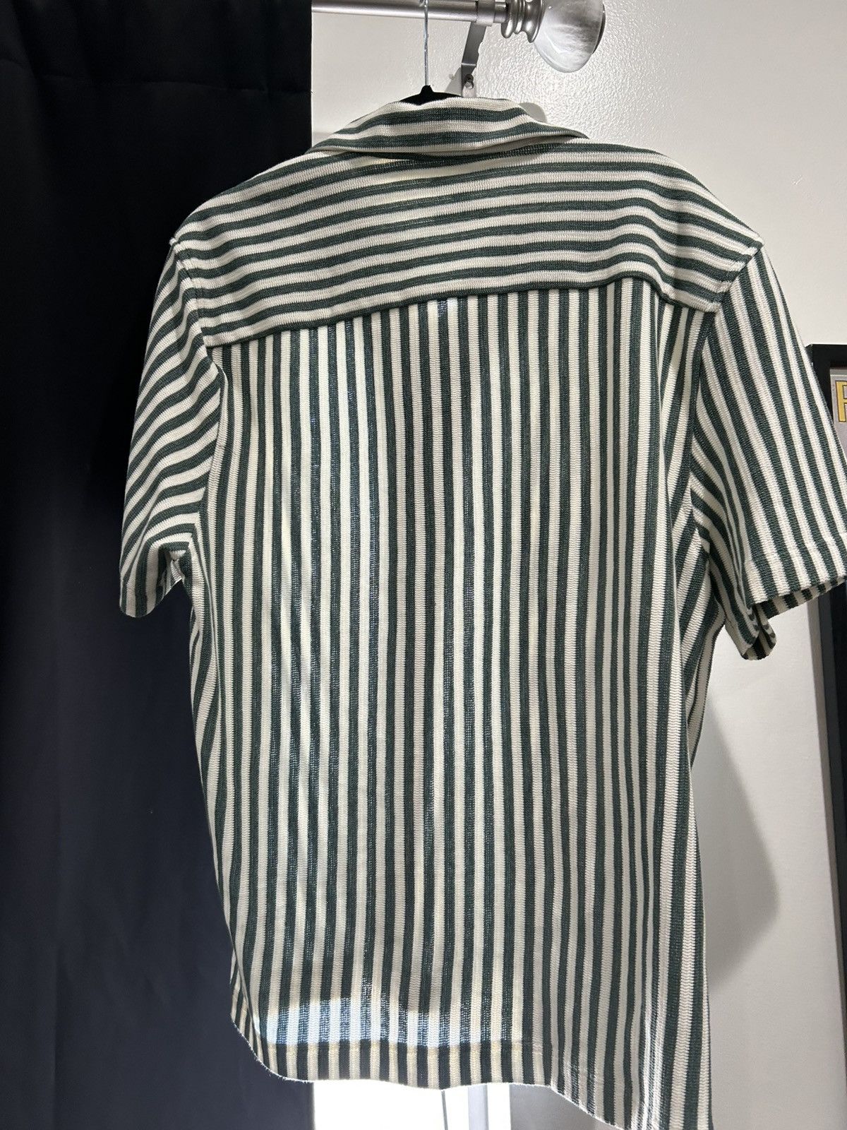 Reiss Reiss Green and White Button up Beach Striped Polo Size US L / EU 52-54 / 3 - 2 Thumbnail