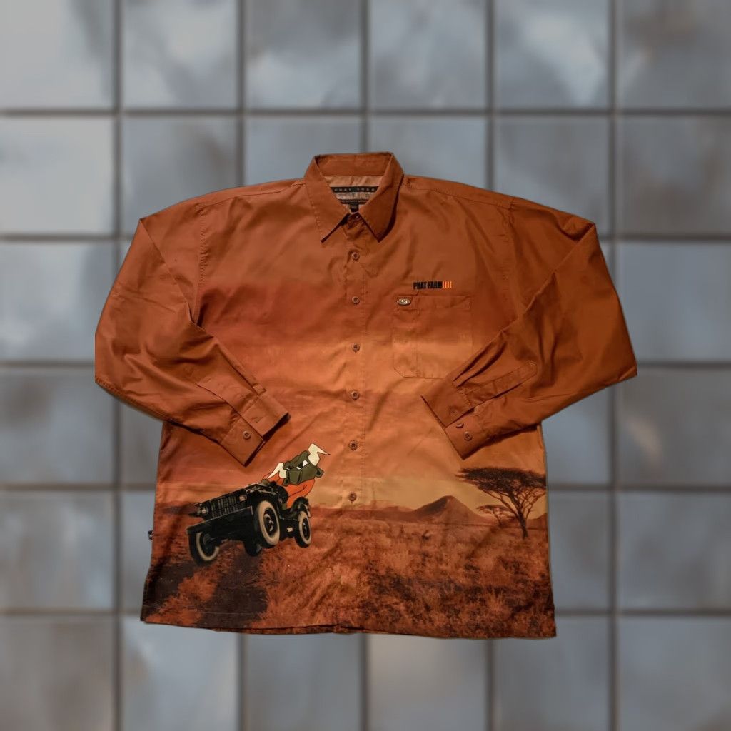Phat Farm VINTAGE Phat Farm S.U.G. Sport Utility Garments Bull Racing L/S Button Shirt XXL Orange Mens Button-Up Long Sleeve Size US XXL / EU 58 / 5 - 1 Thumbnail
