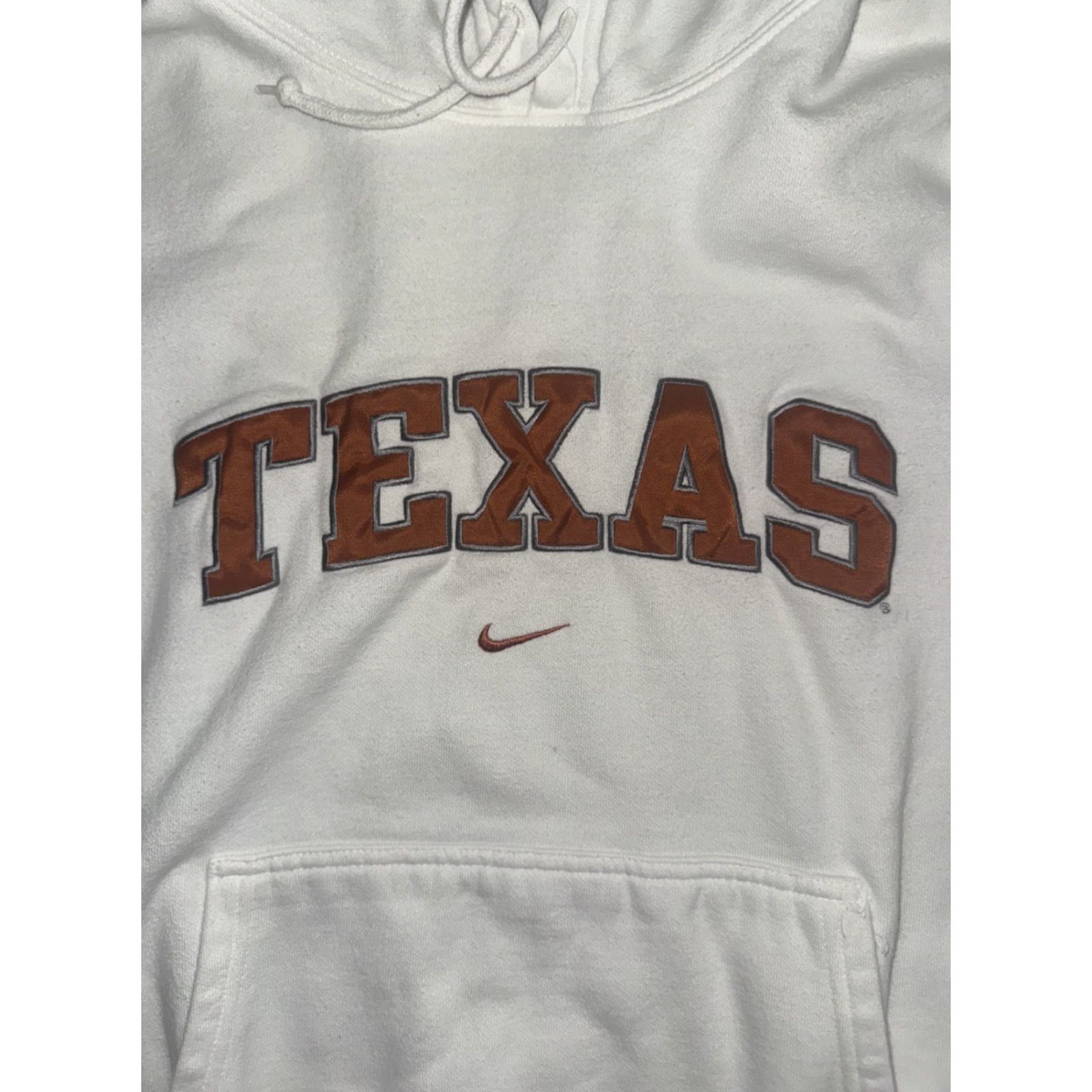 Nike VINTAGE Nike Center Swoosh Texas Hoodie White XL 26x26 University Longhorns Embroidered Mens Pullover Hooded Pockets Size US XL / EU 56 / 4 - 2 Thumbnail