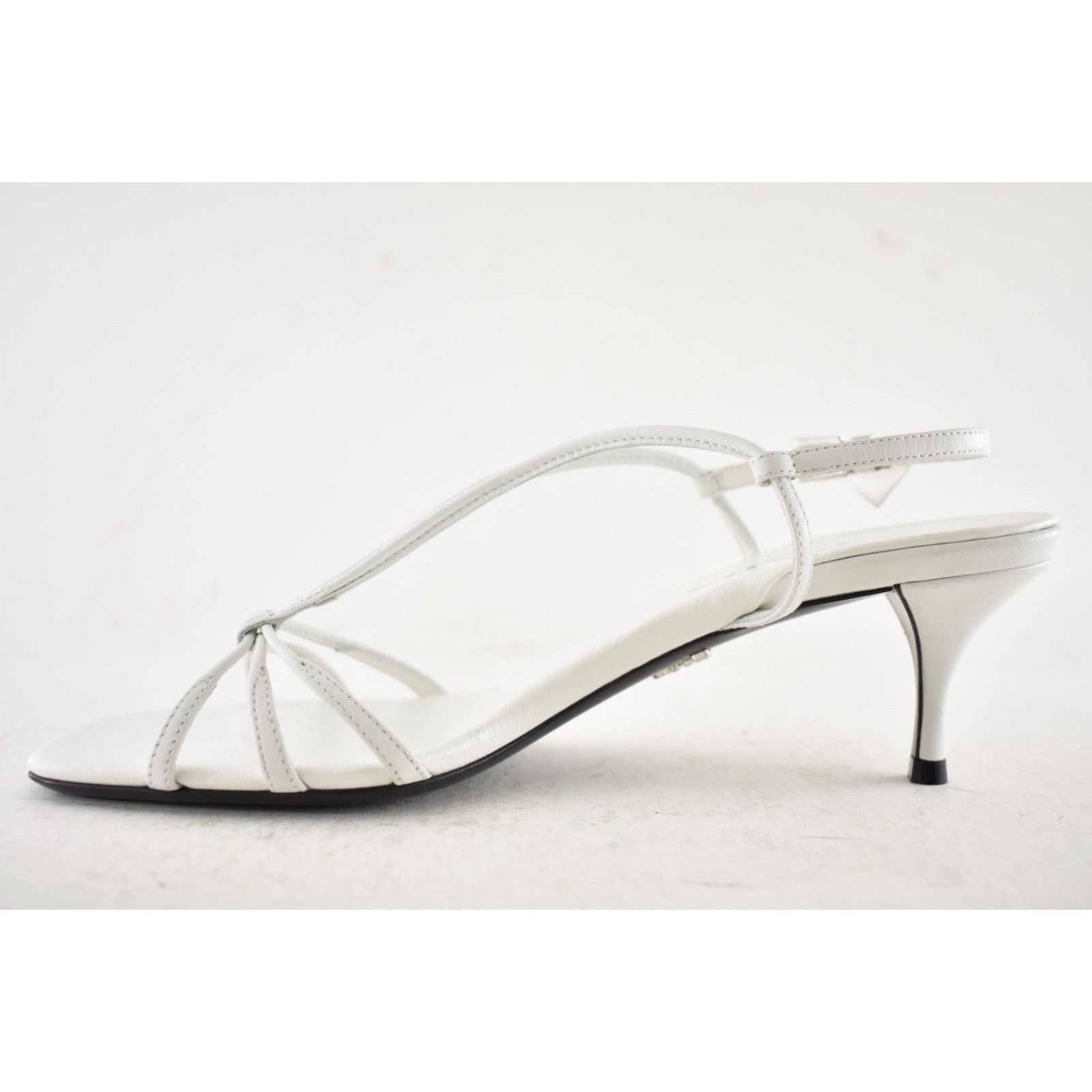 Prada Prada White Leather Strappy Kitten Heel Sandal Mule 40 Size US 10 / IT 40 - 14 Thumbnail