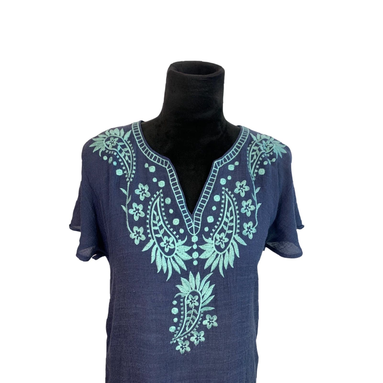 sachin and babi light blue dress VINTAGE Anthropologie THML Embroidered Dress Size S