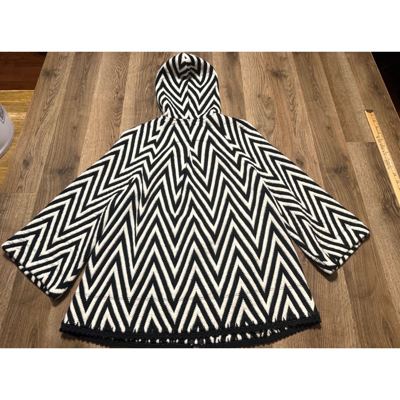 Vintage VINTAGE Evy's Tree Jacket Womens Small Black White Herringbone Full Zip w/ Hood Casual Regular Jacket - Evy's Tree Size S / US 4 / IT 40 - 2 Thumbnail