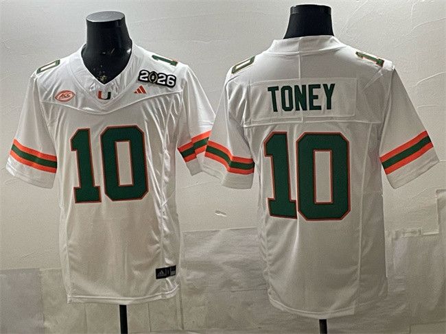 Other Men's Miami Hurricanes #10 Malachi Toney White Jersey Size US L / EU 52-54 / 3 - 1 Thumbnail