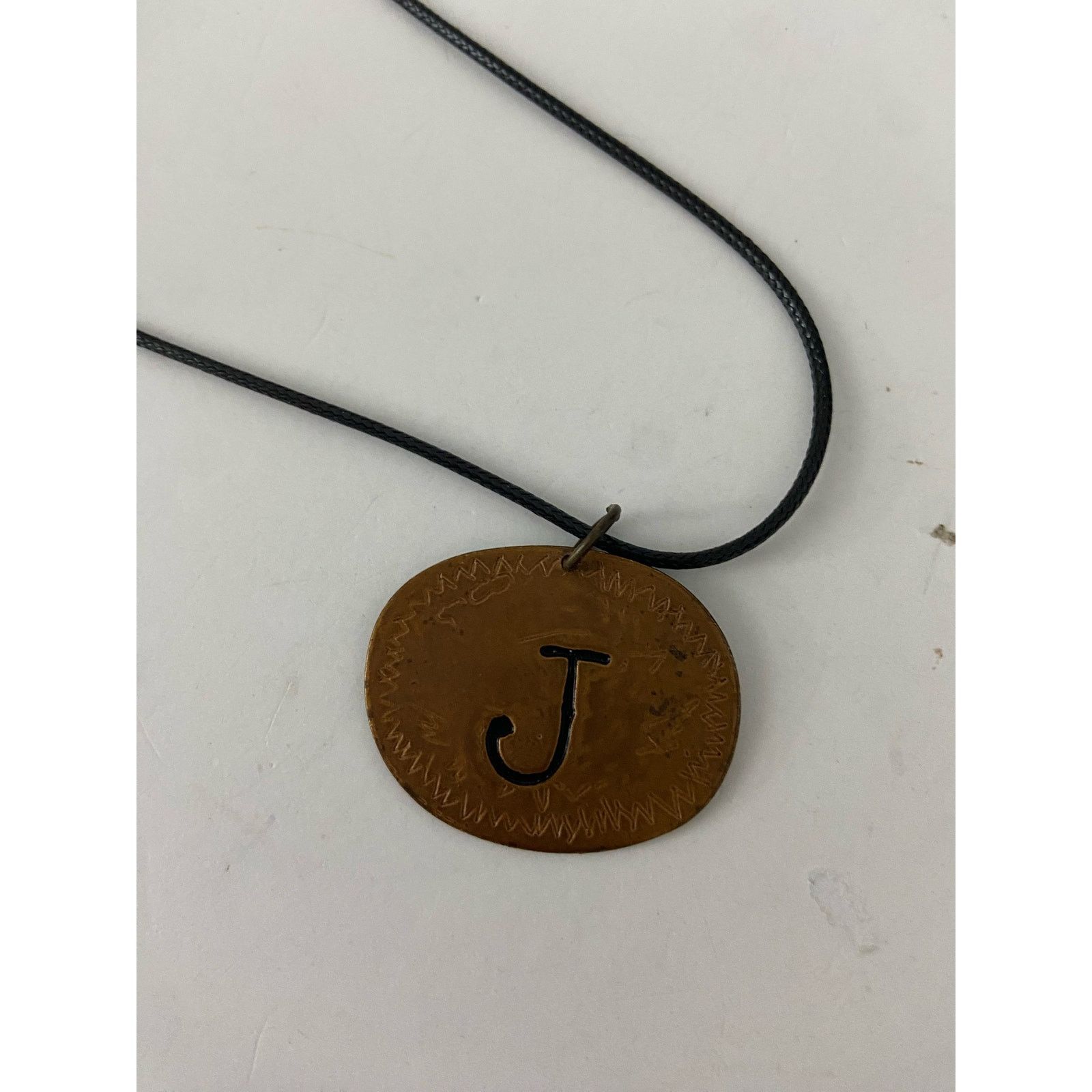 Handmade Copper tone J pendant necklace Size ONE SIZE - 5 Thumbnail