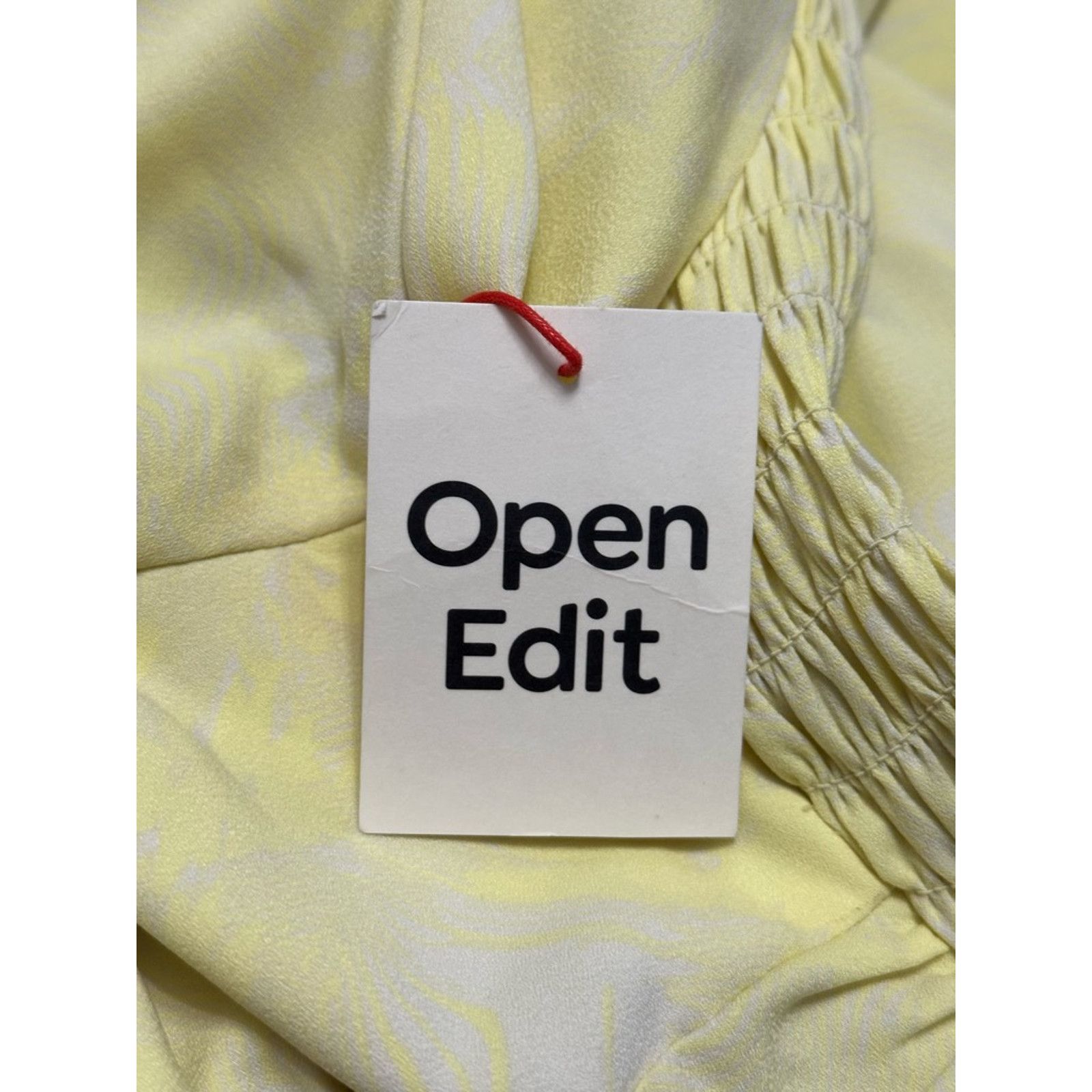 Other Open Edit Smocked A-Line Dress Puff Sleeve Floral Yellow L Size L / US 10 / IT 46 - 9 Thumbnail