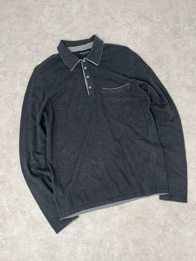Emporio Armani 2010s Emporio Armani Grey Wool Polo Longsleeve Size US S / EU 44-46 / 1 - 4 Thumbnail