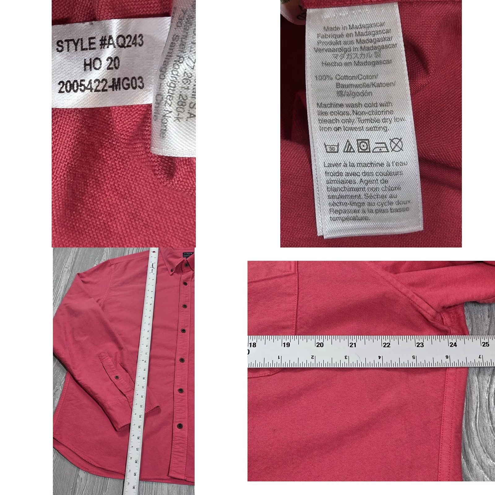 J.Crew J. Crew Men Button-Up Oxford Coral Garment Dyed Shirt Long Sleeve XL Slim Untuck Shirt Size US XL / EU 56 / 4 - 8 Thumbnail