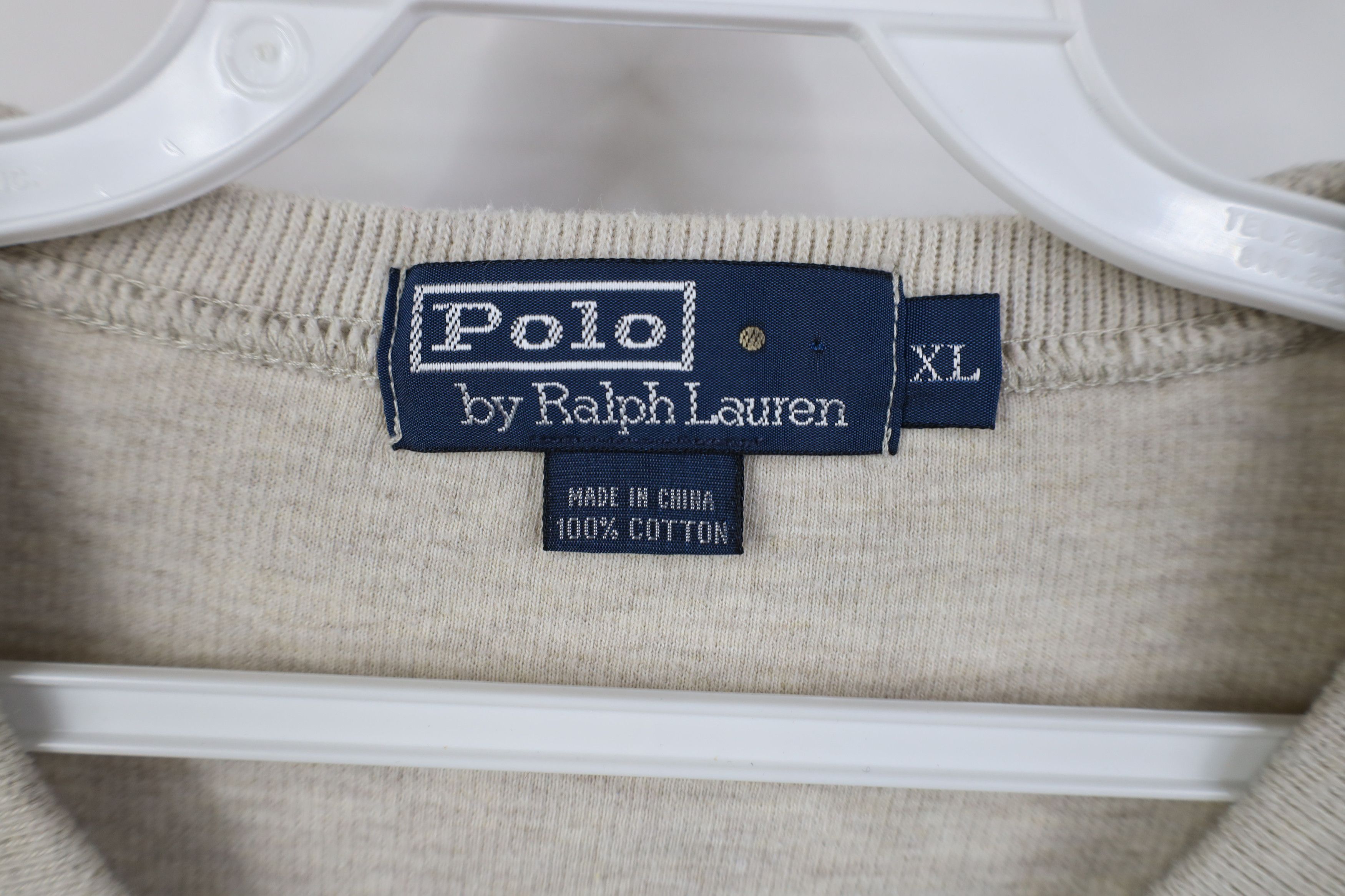 Ralph Lauren Vintage 90s Ralph Lauren Knit V-Neck Sweater Oatmeal Brown Size US XL / EU 56 / 4 - 6 Thumbnail