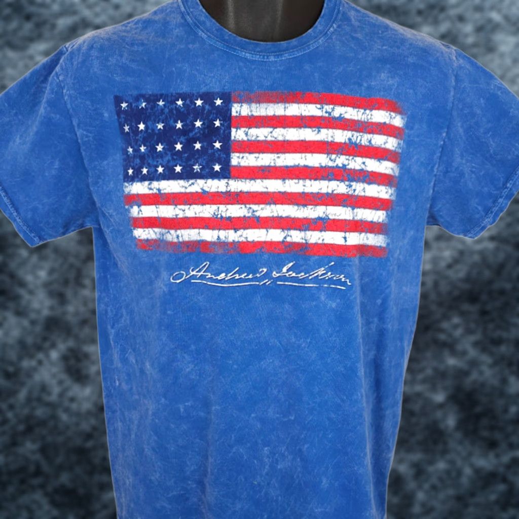 Vintage VINTAGE American Flag T Shirt Mens Size Medium Blue Andrew Jackson Signature Size US M / EU 48-50 / 2 - 1 Thumbnail