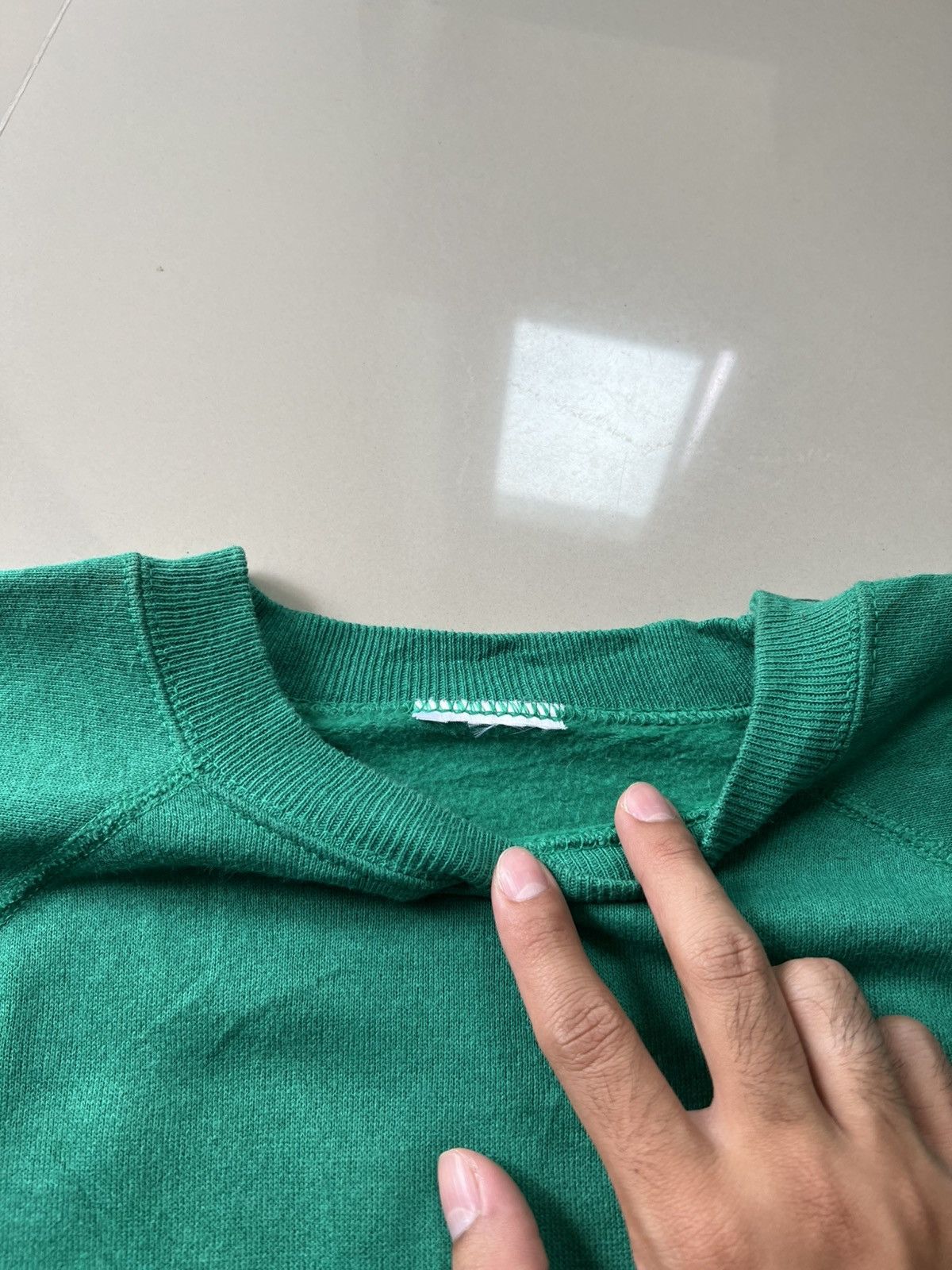 Vintage 80s Green Blank Crewneck Size US L / EU 52-54 / 3 - 3 Thumbnail