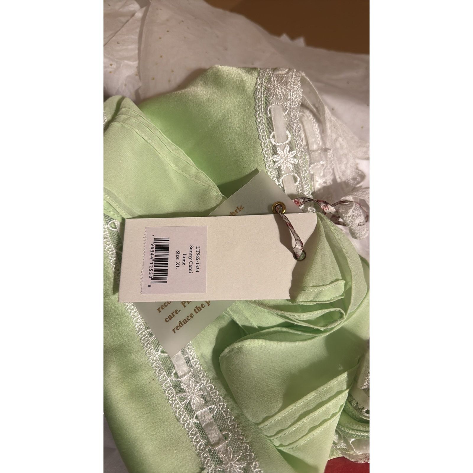 LoveShackFancy Sunny Lace Trimmed Pintucked Camisole light green XL Size L / US 10 / IT 46 - 8 Thumbnail