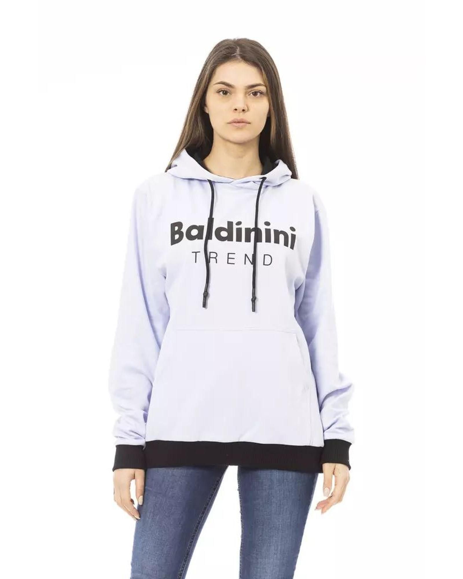 image of Baldinini Long Sleeve Hoodie With Front Logo And Maxi Pocket in Purple, Women's (Size XS)