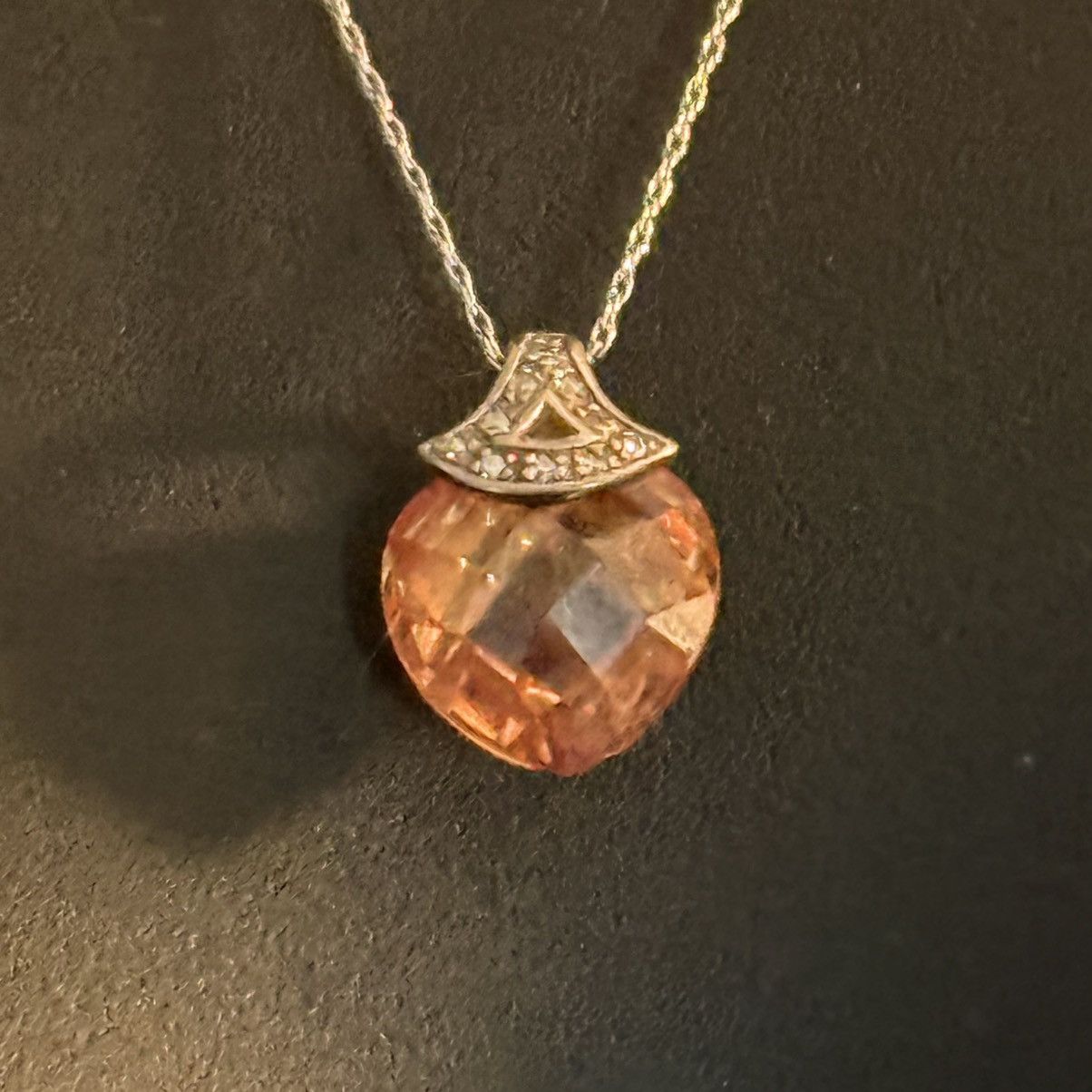 Vintage Vintage 925 Silver faceted crystal heart pendant necklace Size ONE SIZE - 2 Thumbnail