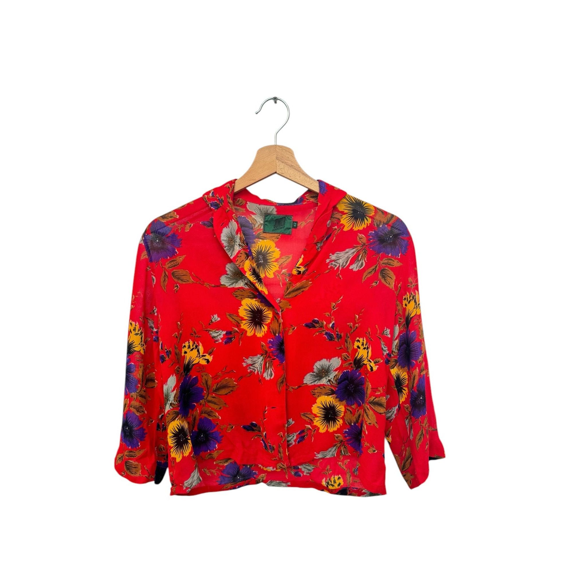 Jean Paul Gaultier Red Viscose Floral Buttoned Shirt Size M / US 6-8 / IT 42-44 - 1 Thumbnail