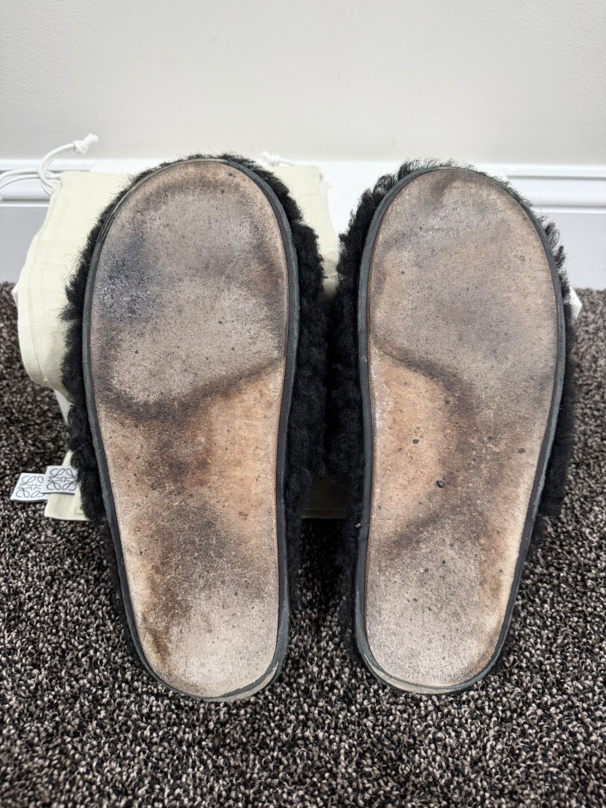 Loewe Loewe Shearling Black Wool Anagram Logo Slip On Slippers Size US 9 / EU 42 - 11 Thumbnail