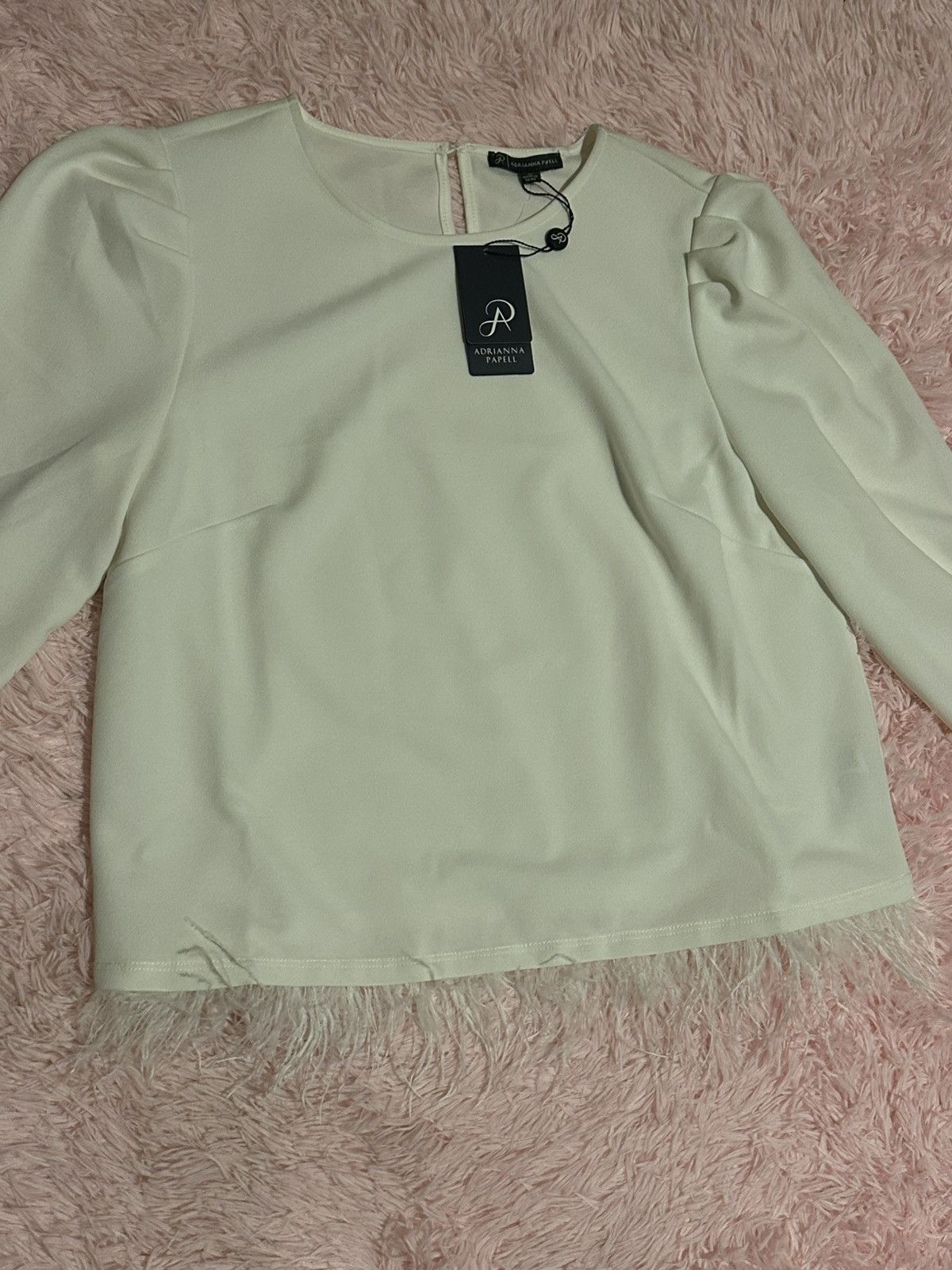 Adrianna Papell NWT Adrianna Papell White Long Sleeve White Blouse Size Med Size M / US 6-8 / IT 42-44 - 4 Thumbnail