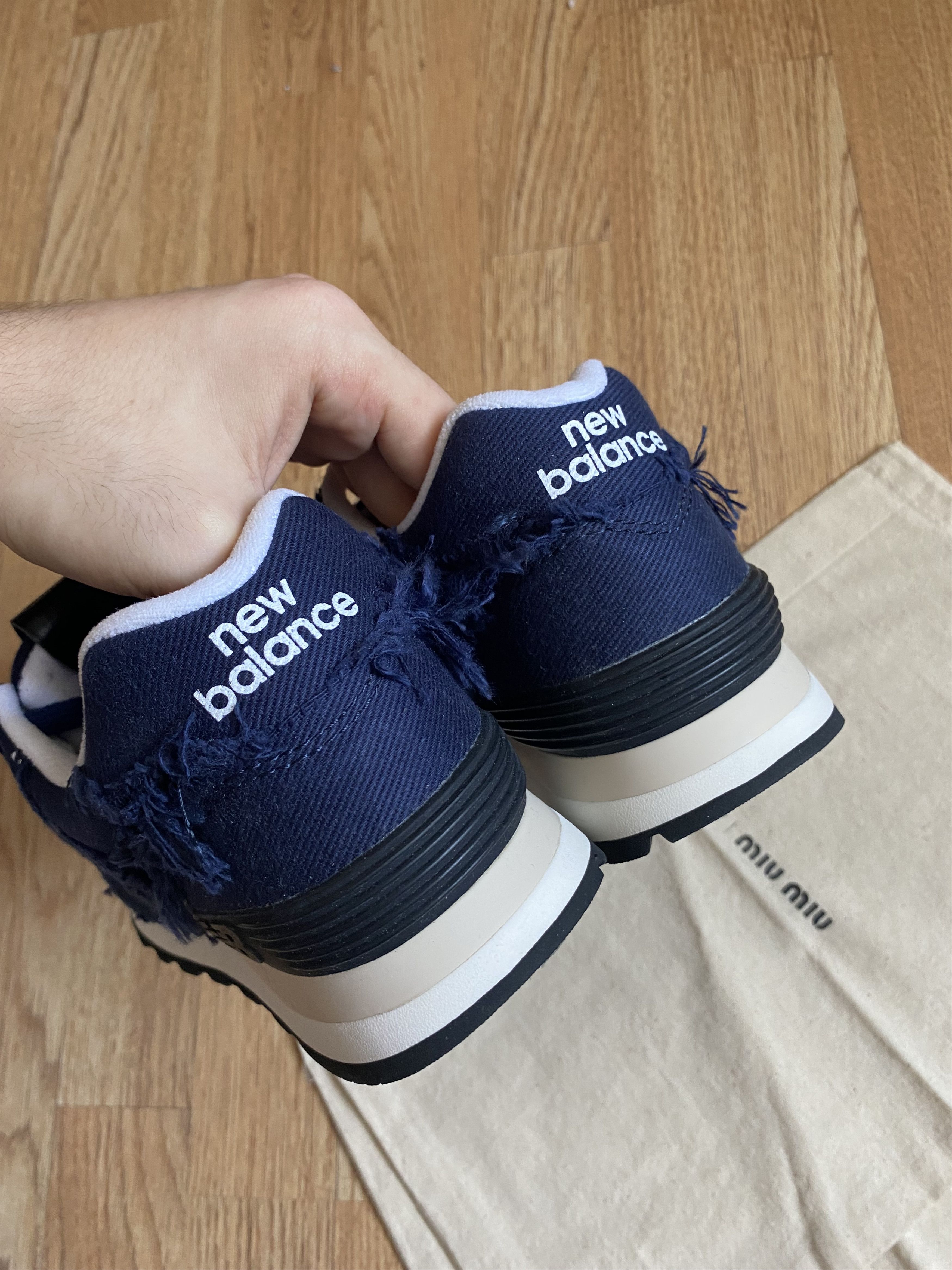 Miu Miu x New Balance 574 Denim Sneakers