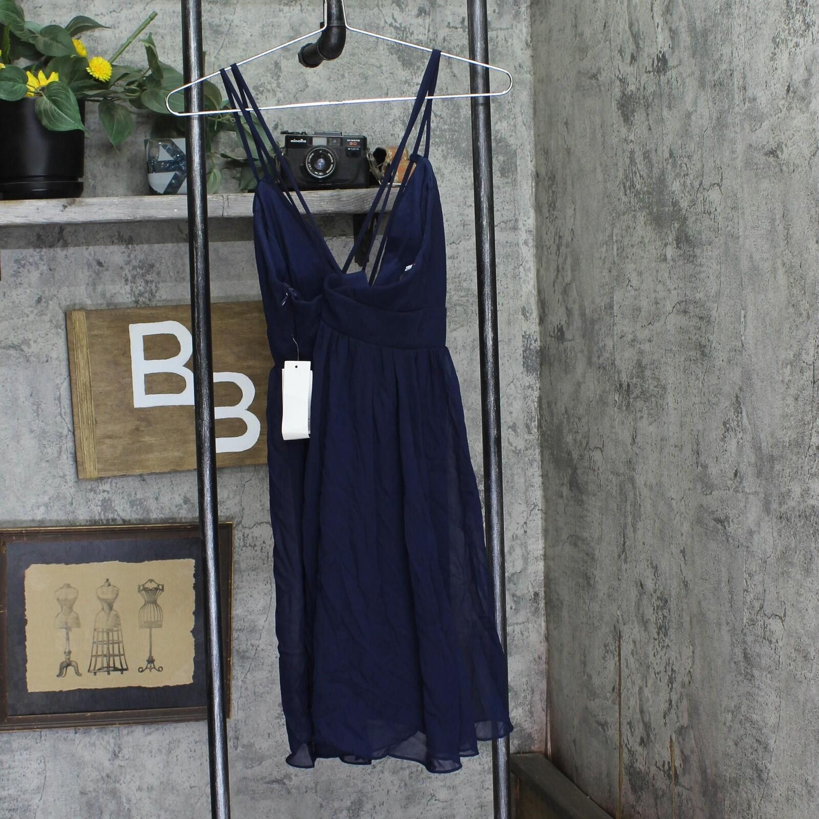 J75 By Jump Jump Shirred Short Dress With Deep V Neck 48452 Navy Blue 1 Size M / US 6-8 / IT 42-44 - 2 Thumbnail