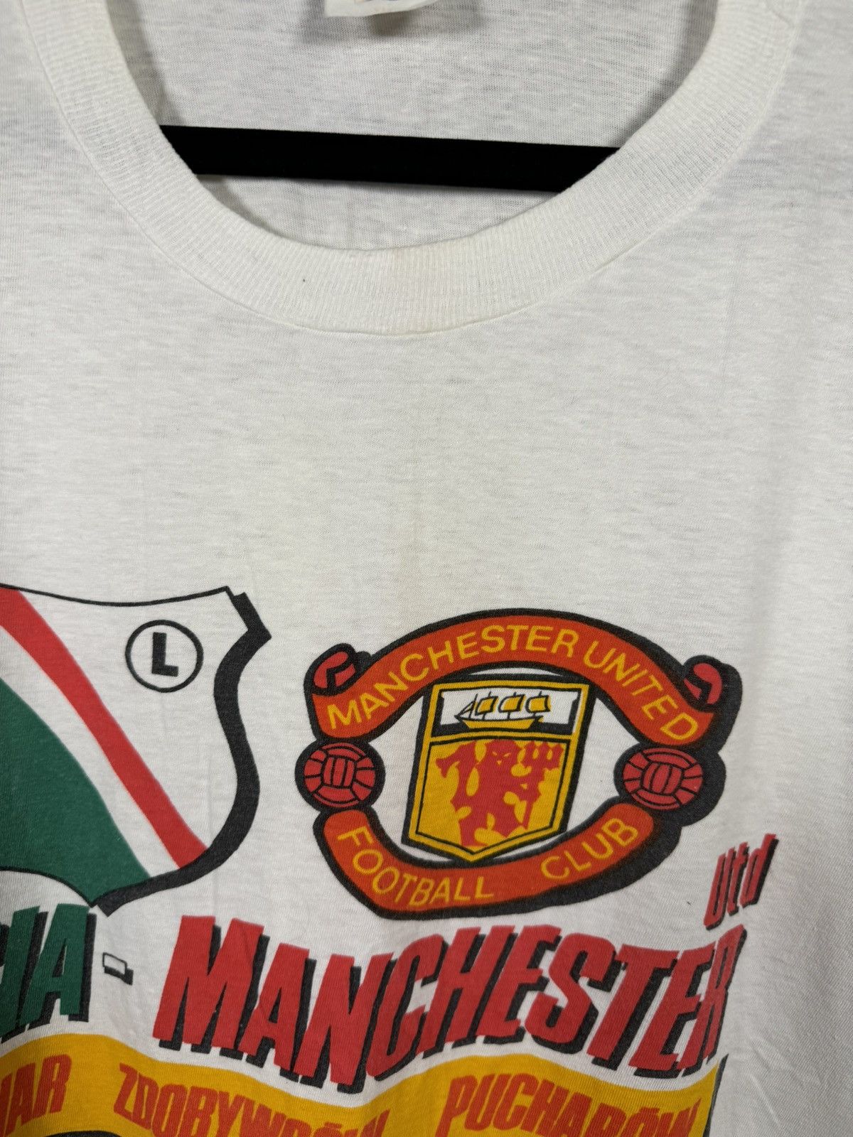 Vintage Manchester United vs Legia 1991 Match Merch T Shirt XLarge Size US XL / EU 56 / 4 - 7 Thumbnail