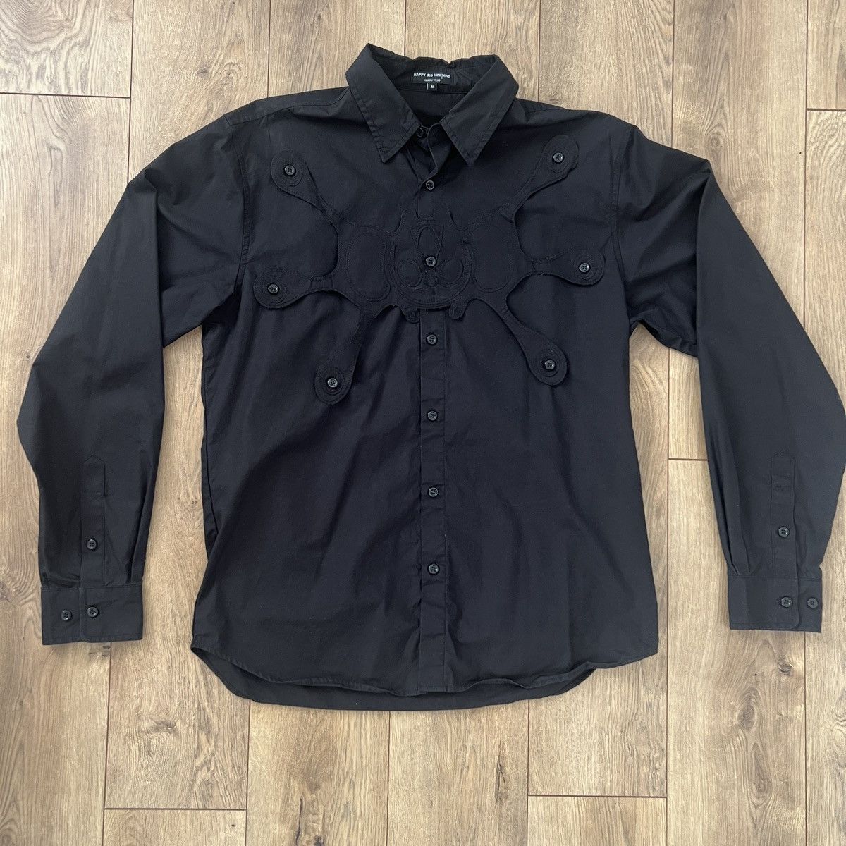 Happy99 Happy99 Angel Button Up in Black Cotton Size US M / EU 48-50 / 2 - 1 Thumbnail