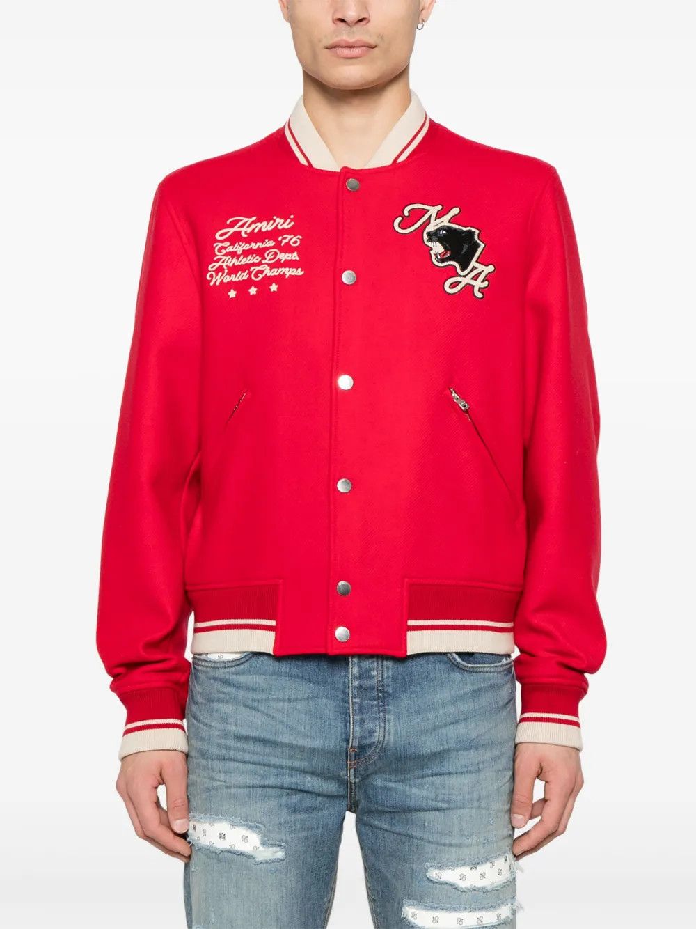 Amiri o1h1sh10525 Panther Bomber in Varsity Red Size US XXL / EU 58 / 5 - 1 Thumbnail