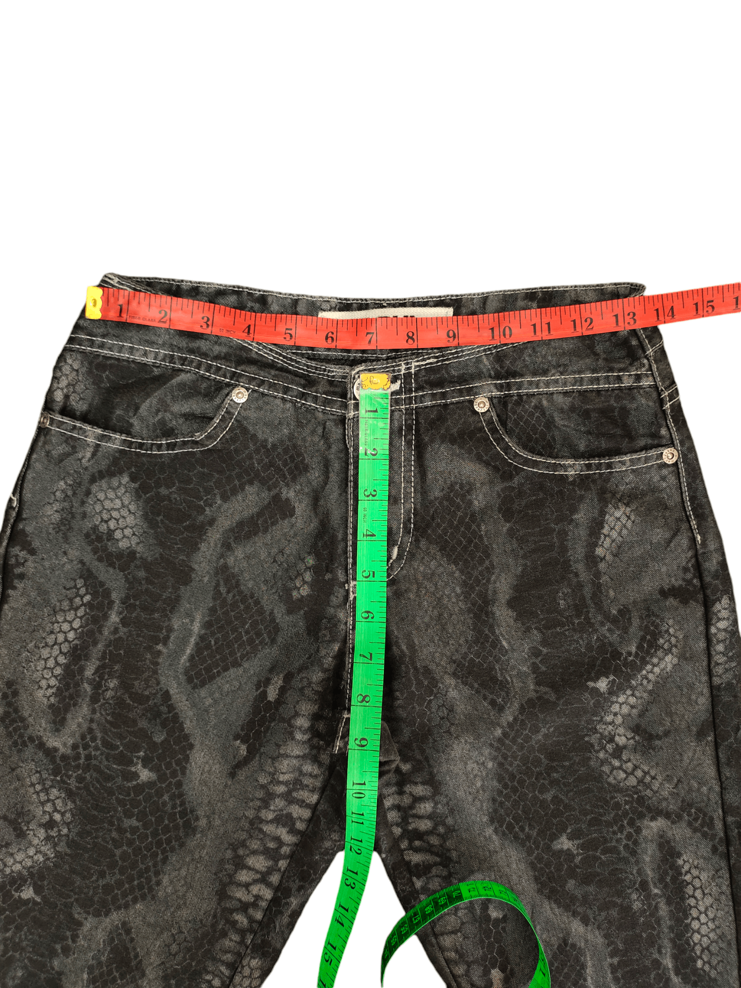 If Six Was Nine Flare Jeans Mavi Python Printed Denim Bootcut Y2k Size US 27 - 9 Thumbnail
