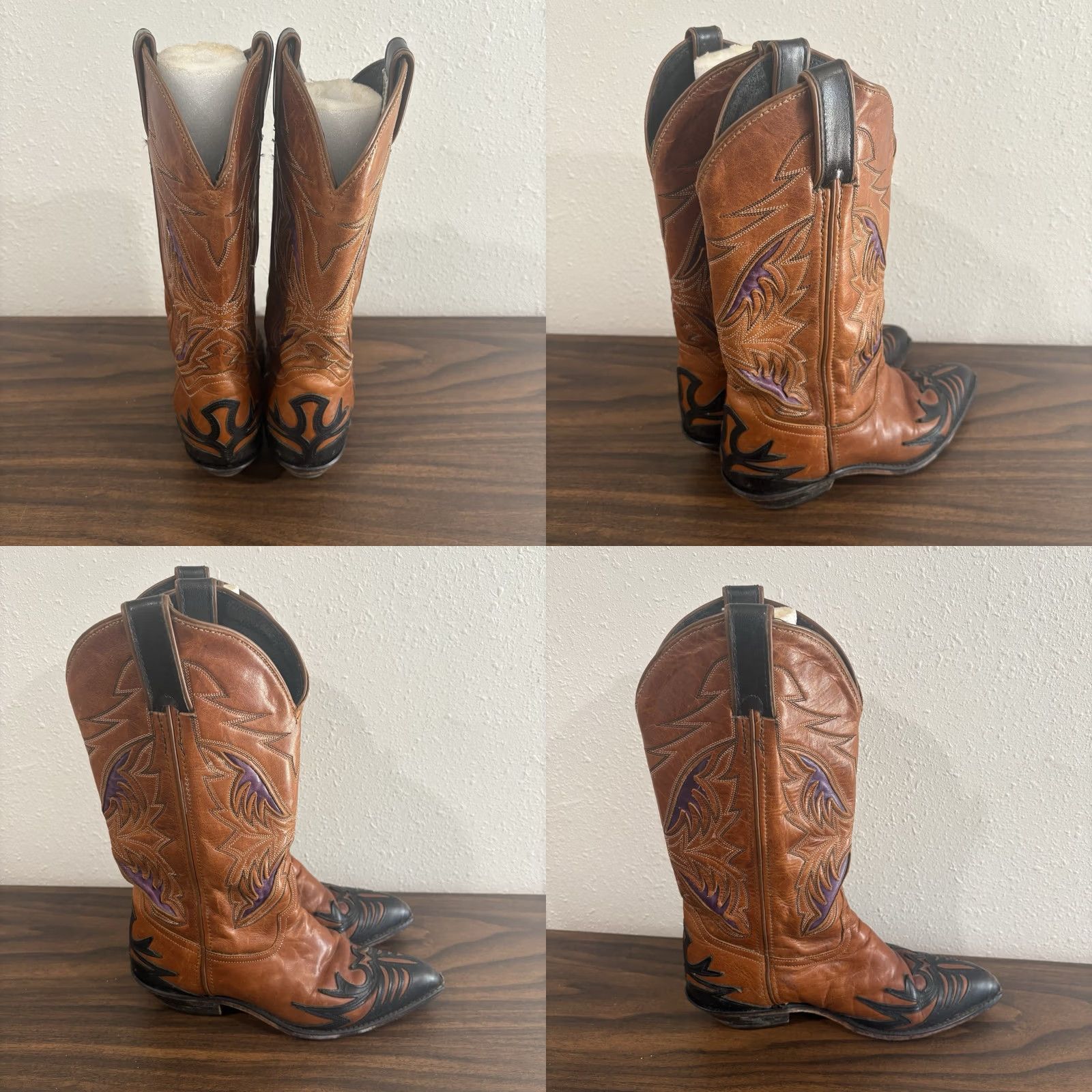 Vintage VINTAGE Code West Boots Womens 6M Cognac Purple Leather Cowboy Wingtip Size US 6 / IT 36 - 8 Thumbnail