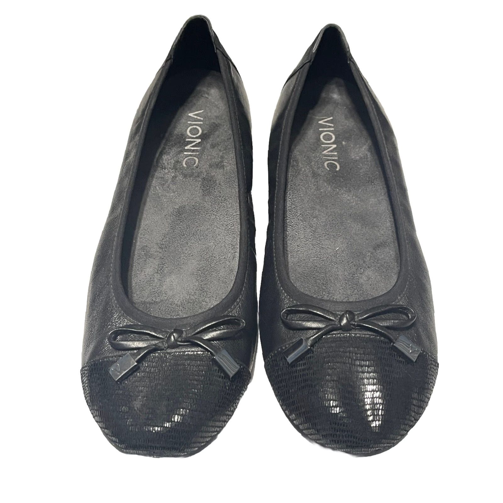 Vionic Vionic Minna Slip On Ballet Flats Shoes Women Cap Toe Black Leather Size 6 Flats Size ONE SIZE - 4 Thumbnail