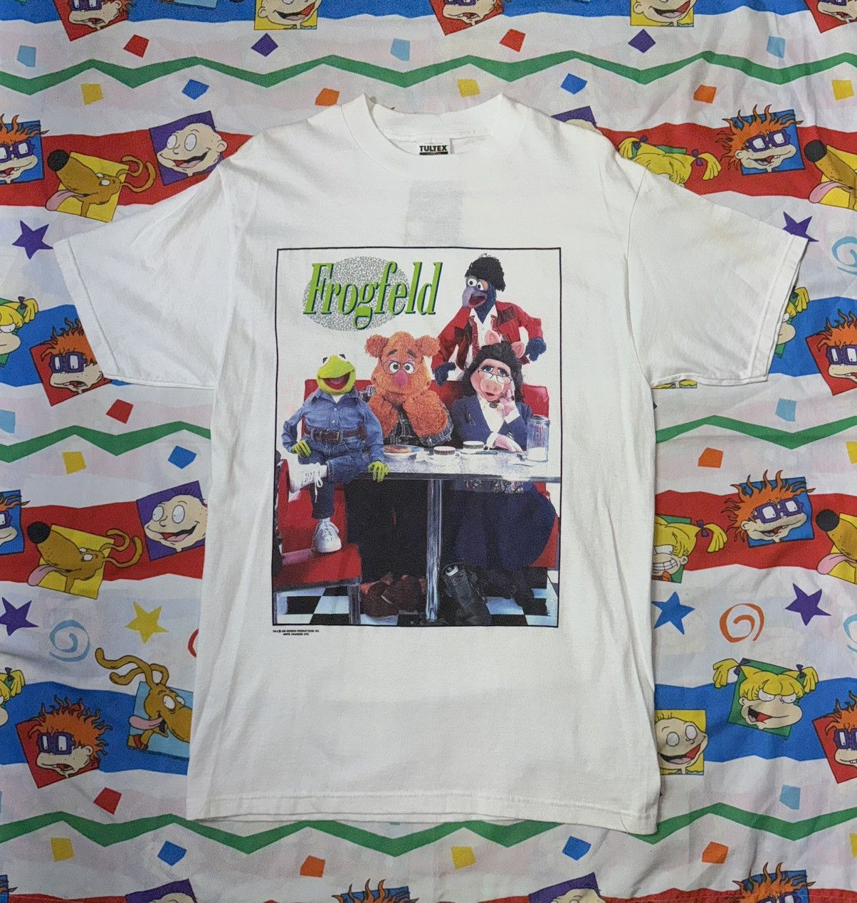 Tultex NOS Vintage 90s Muppets Seinfeld Parody Frogfeld T- Shirt Size US L / EU 52-54 / 3 - 2 Thumbnail