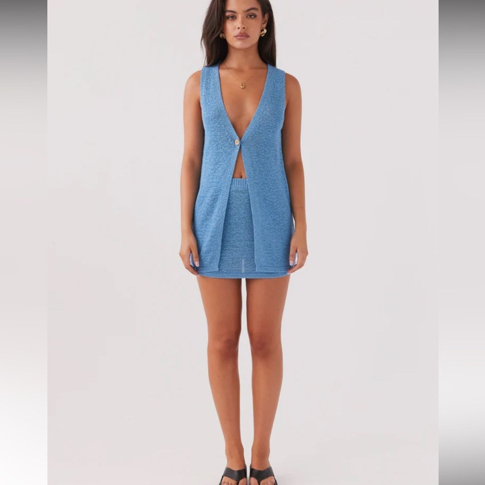 Other Peppermayo Capri Glow Knit Longline Vest Azure Blue 8 NWT Size M / US 6-8 / IT 42-44 - 5 Thumbnail