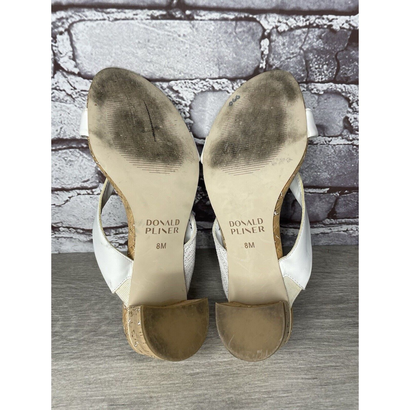 Donald Pliner Donald Pliner OONA White Leather Open Toe Cork Heel Sandals Size US 8 / IT 38 - 8 Thumbnail