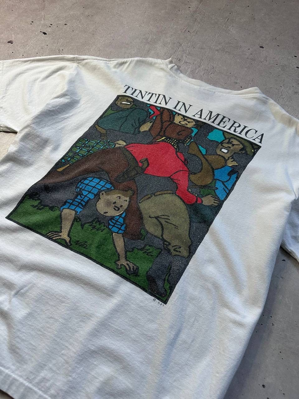Band Tees × Cartoon Network × Vintage 90s Single Stich TinTin in America The Adventure T-Shirt Size US XL / EU 56 / 4 - 2 Thumbnail