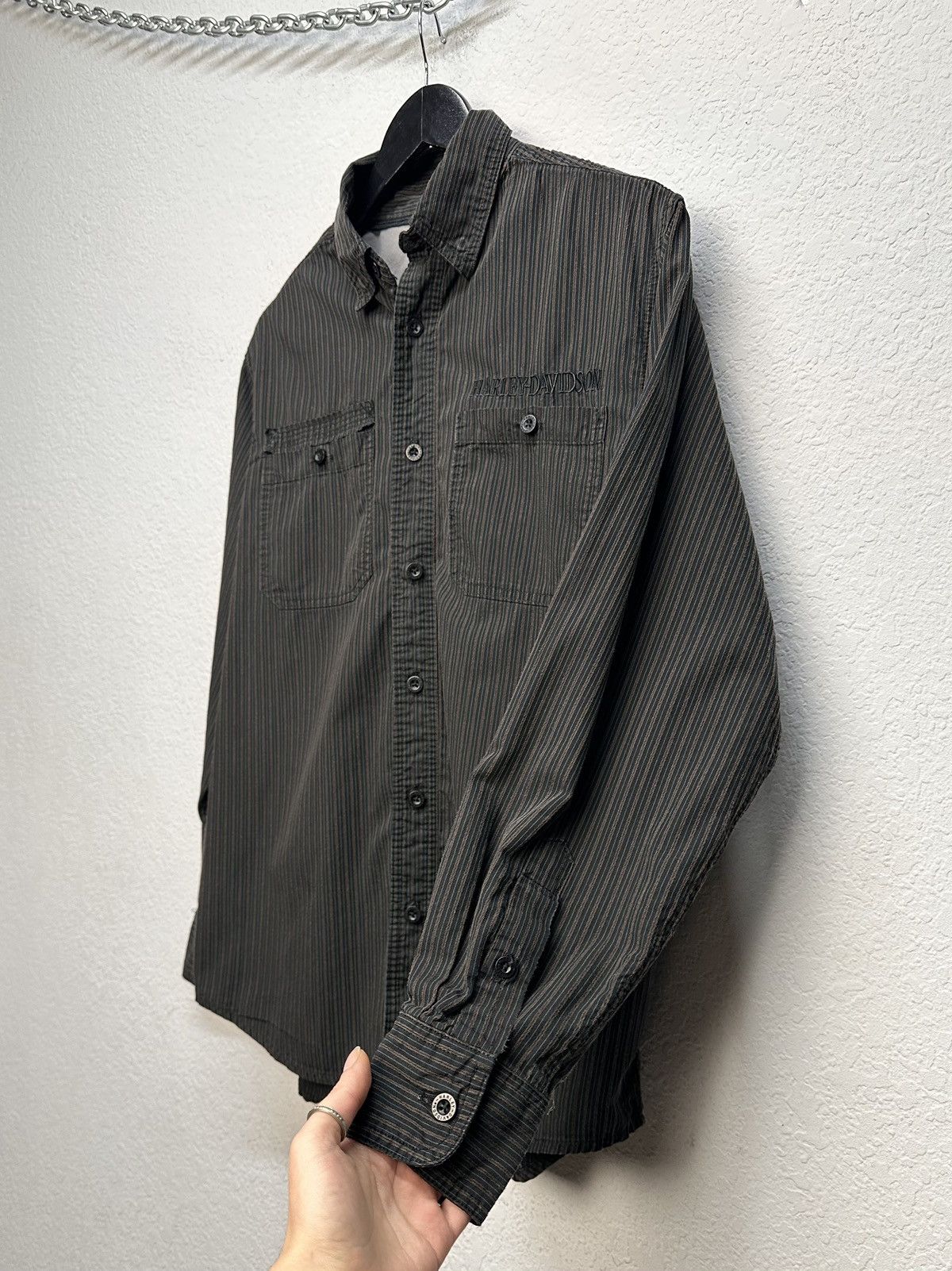 Harley Davidson Harley Davidson striped black shirt biker West Choppers Y2K Size US M / EU 48-50 / 2 - 6 Thumbnail