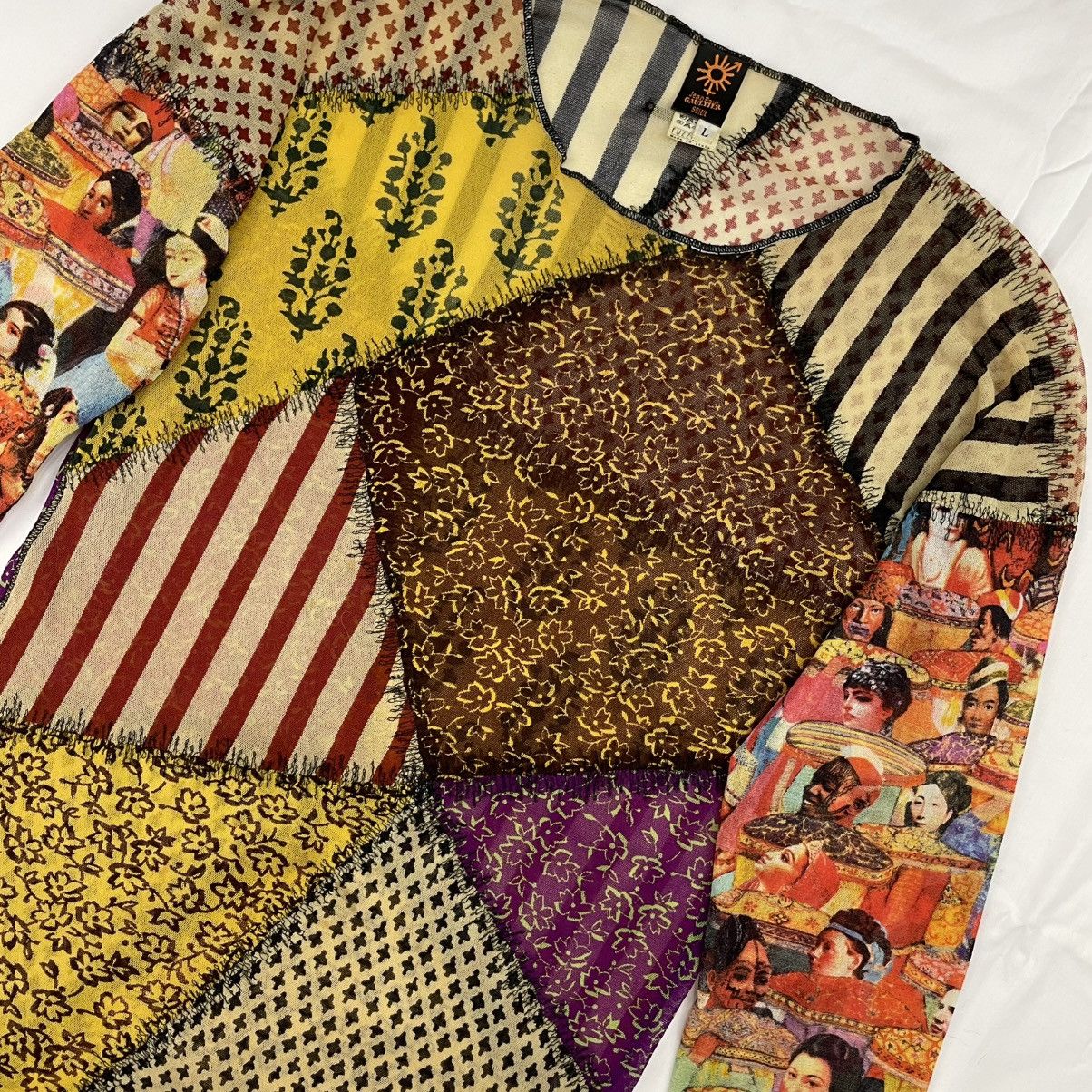 Jean Paul Gaultier Jean Paul Gaultier Asian Patchwork Elastic Mesh Top Vintage Size US L / EU 52-54 / 3 - 2 Thumbnail