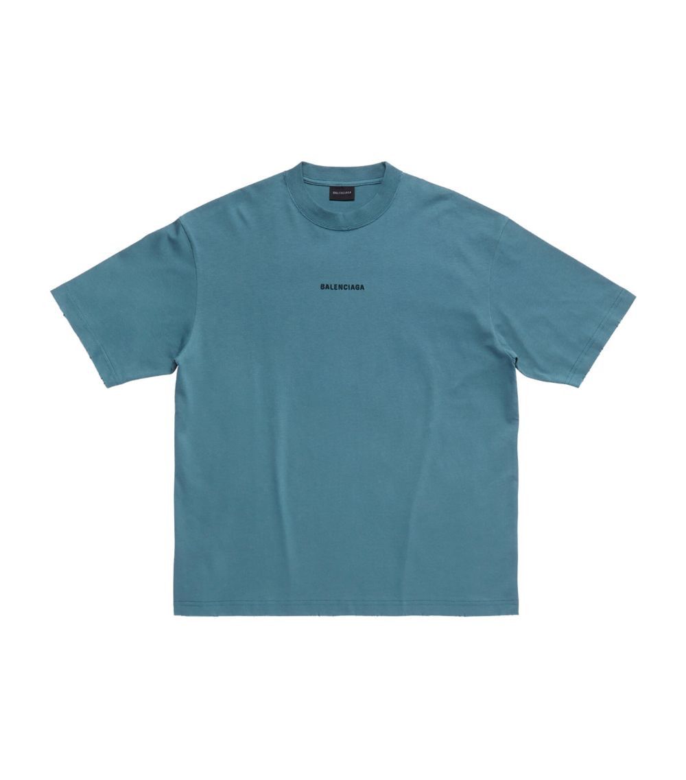 Balenciaga o1mt1gz0924 Back T-Shirt Medium Fit in Slate Blue Size US XL / EU 56 / 4 - 1 Thumbnail