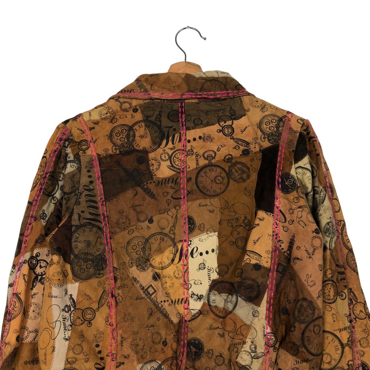Japanese Brand 🔥VINTAGE LEATHER JACKET DOUBLE COLLAR FULL PRINT FLOWER Size S / US 4 / IT 40 - 10 Thumbnail