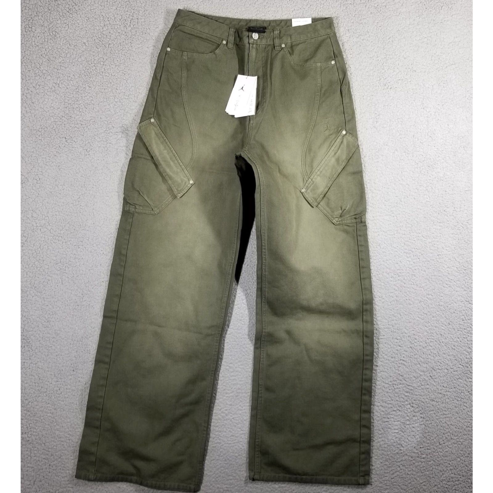 Travis Scott VINTAGE Travis Scott x Jordan WMNS SP TS Cargo Pants 30X31 Khaki Green Womens 90s Hip Hop Army Canvas Pants Mens Girls Size US 30 / EU 46 - 2 Thumbnail